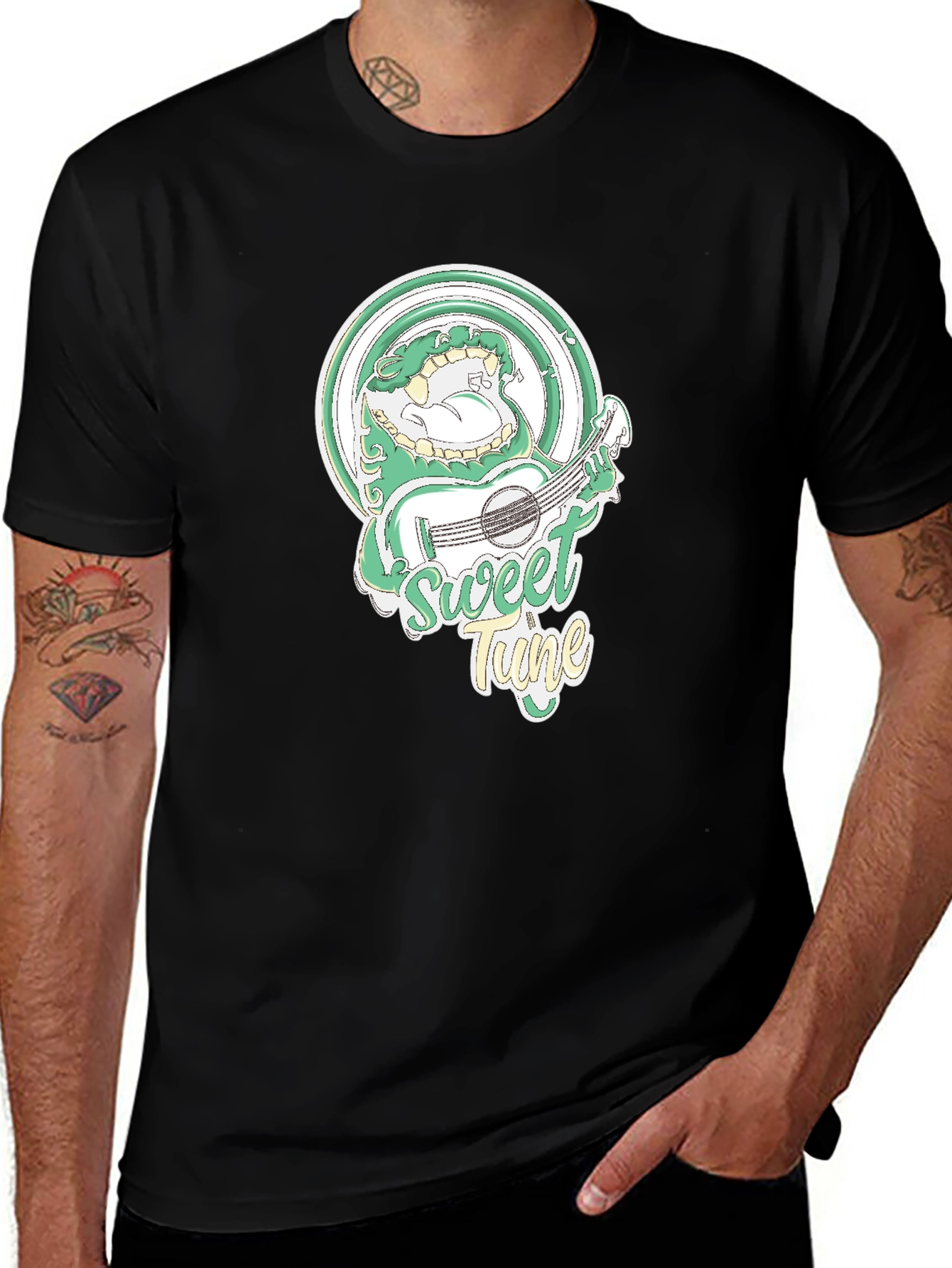Sweet Tune Graphic Tee - Black Cotton Blend