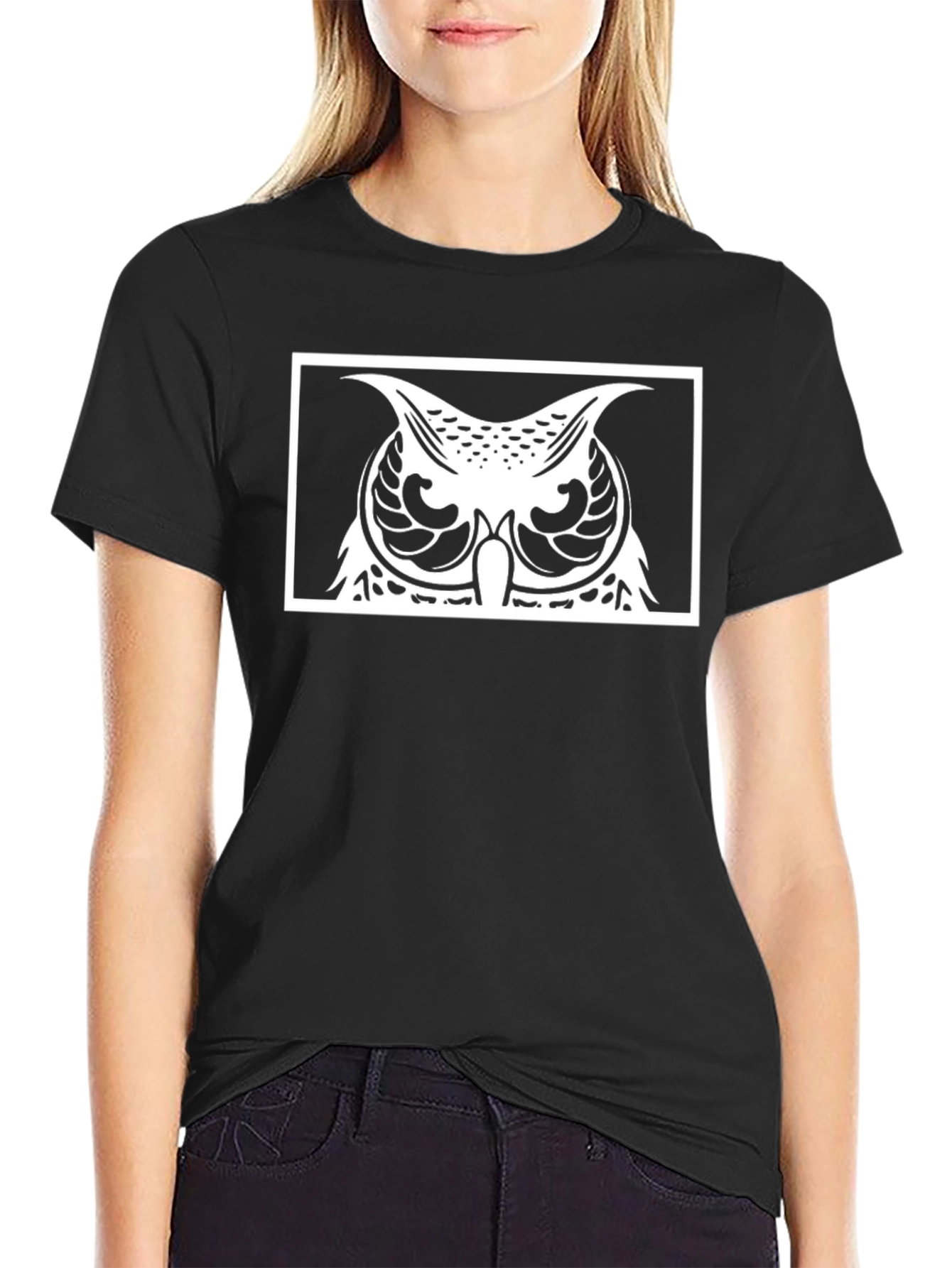 Owl Graphic T-Shirt - Black Cotton Tee