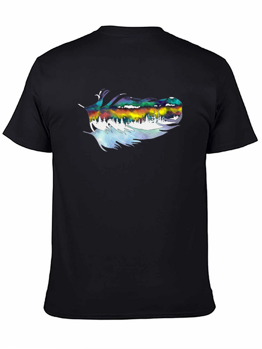 Aurora Feather Graphic Tee - Mens Black T-Shirt
