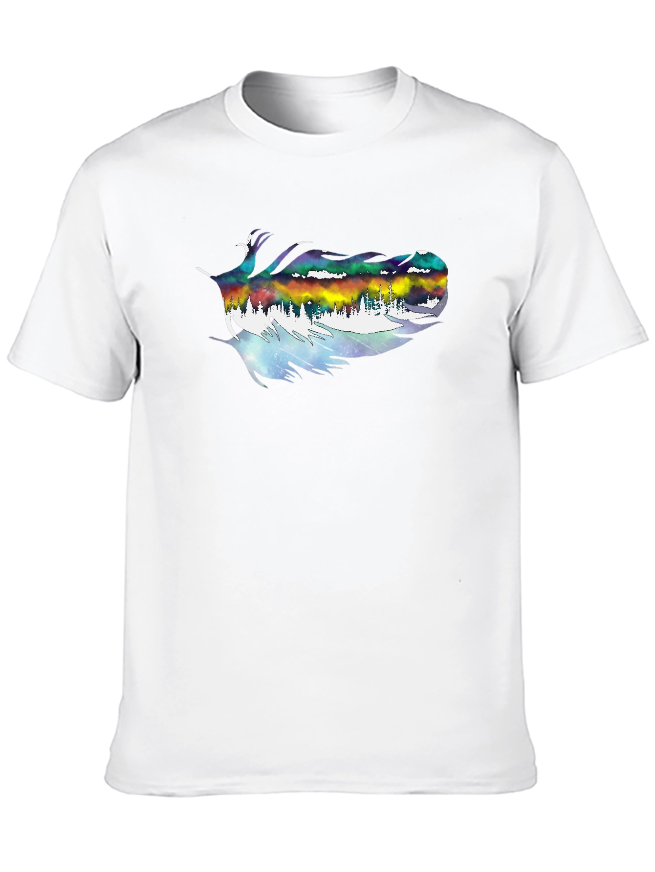 Aurora Feather Graphic Tee - Mens Black T-Shirt