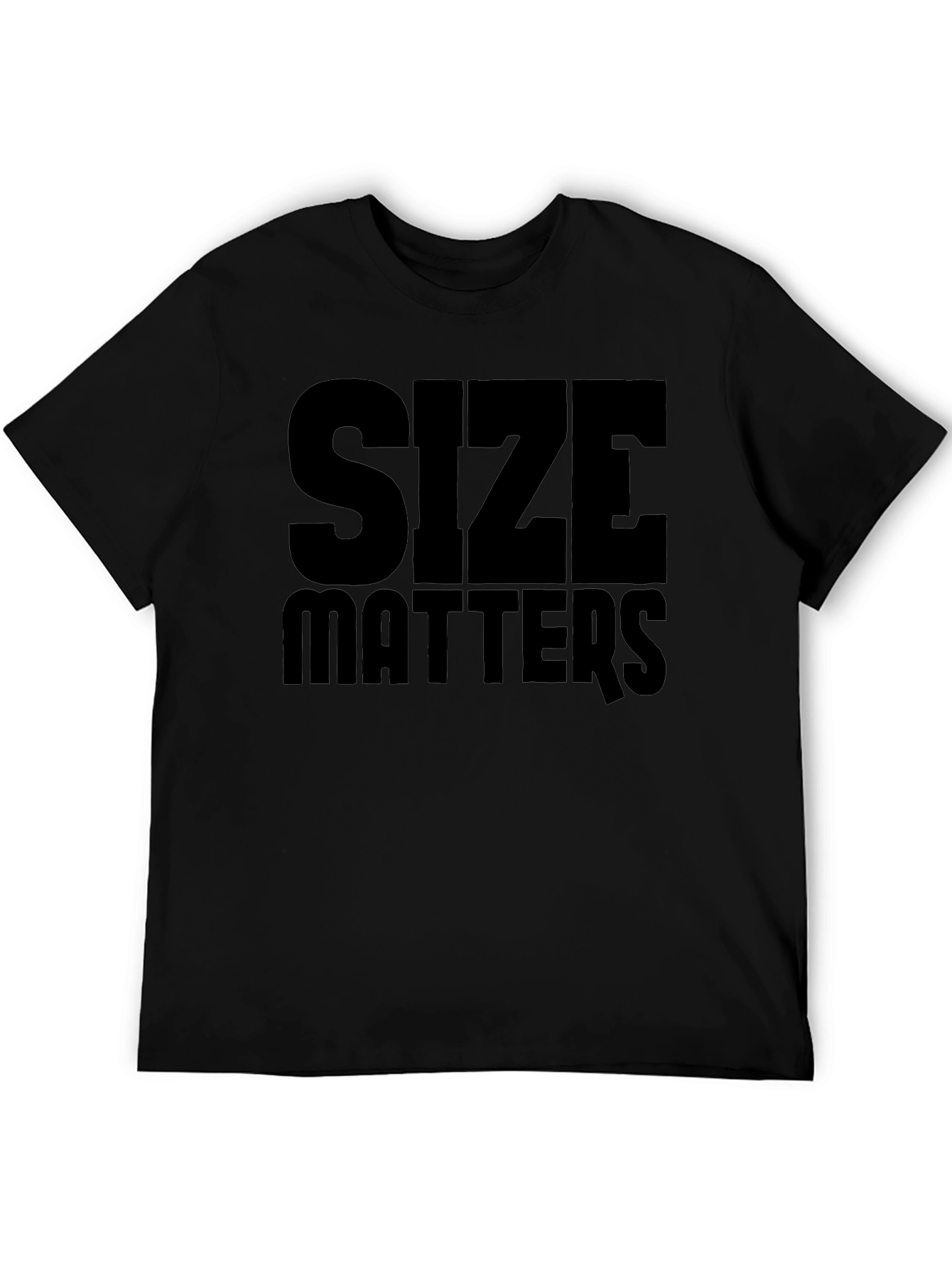 Size Matters Black Graphic T-Shirt Mens