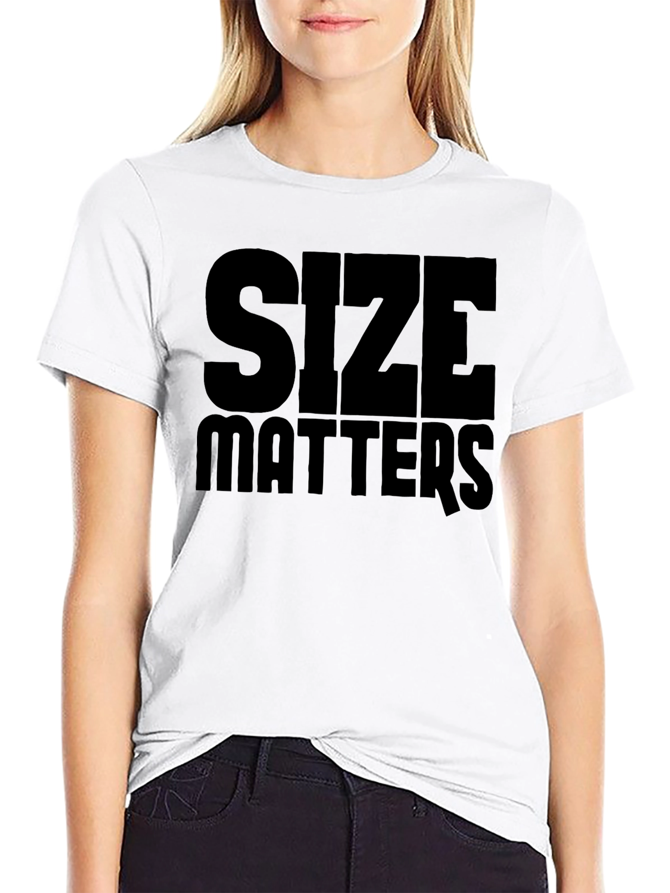 Size Matters Black Graphic T-Shirt Mens