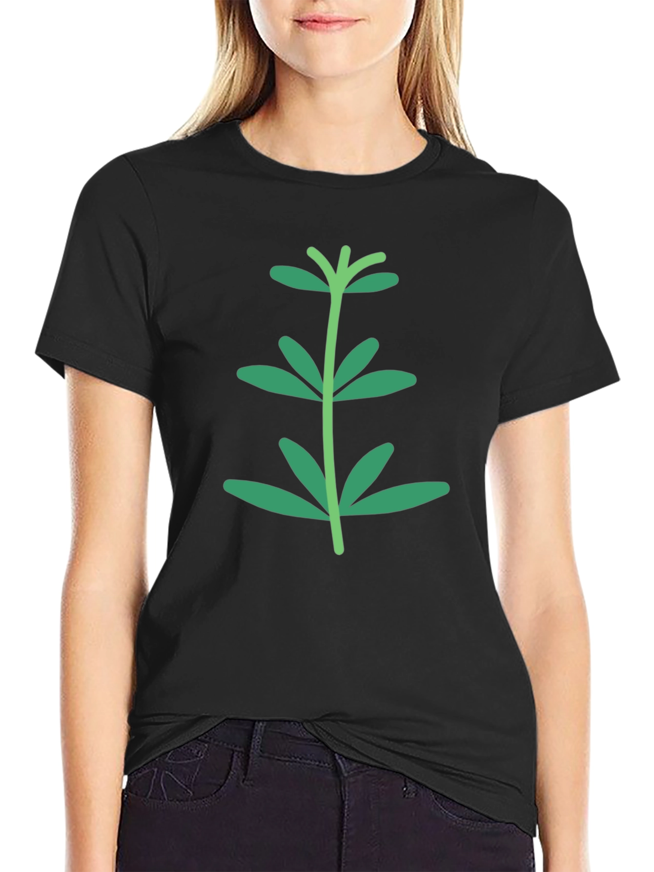 Green Sprout Graphic Black T-Shirt