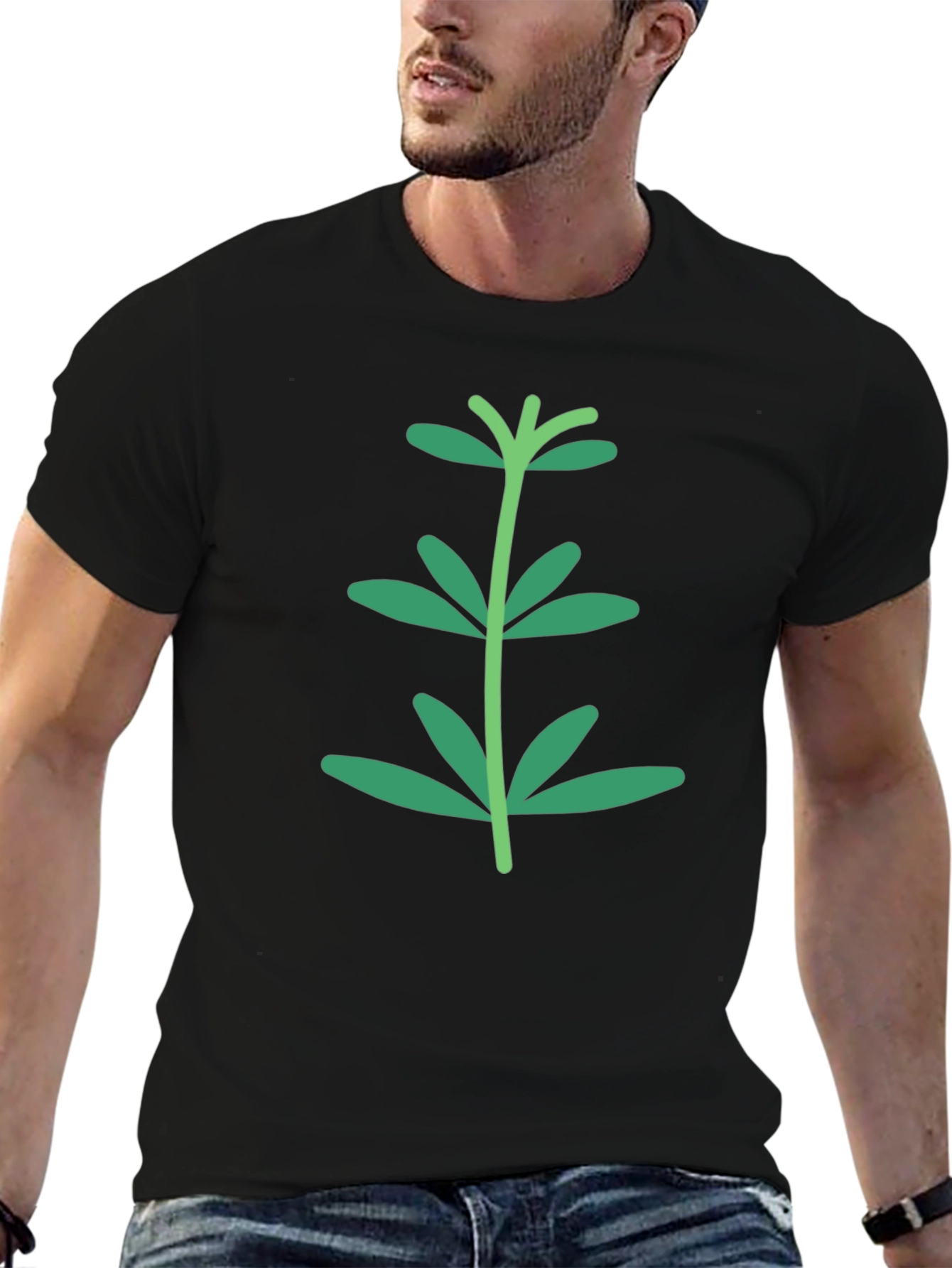 Green Sprout Graphic Black T-Shirt