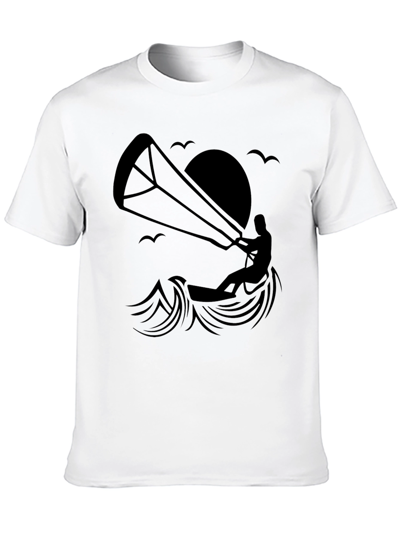 Kite Surfing Graphic T-Shirt - Black Cotton Tee