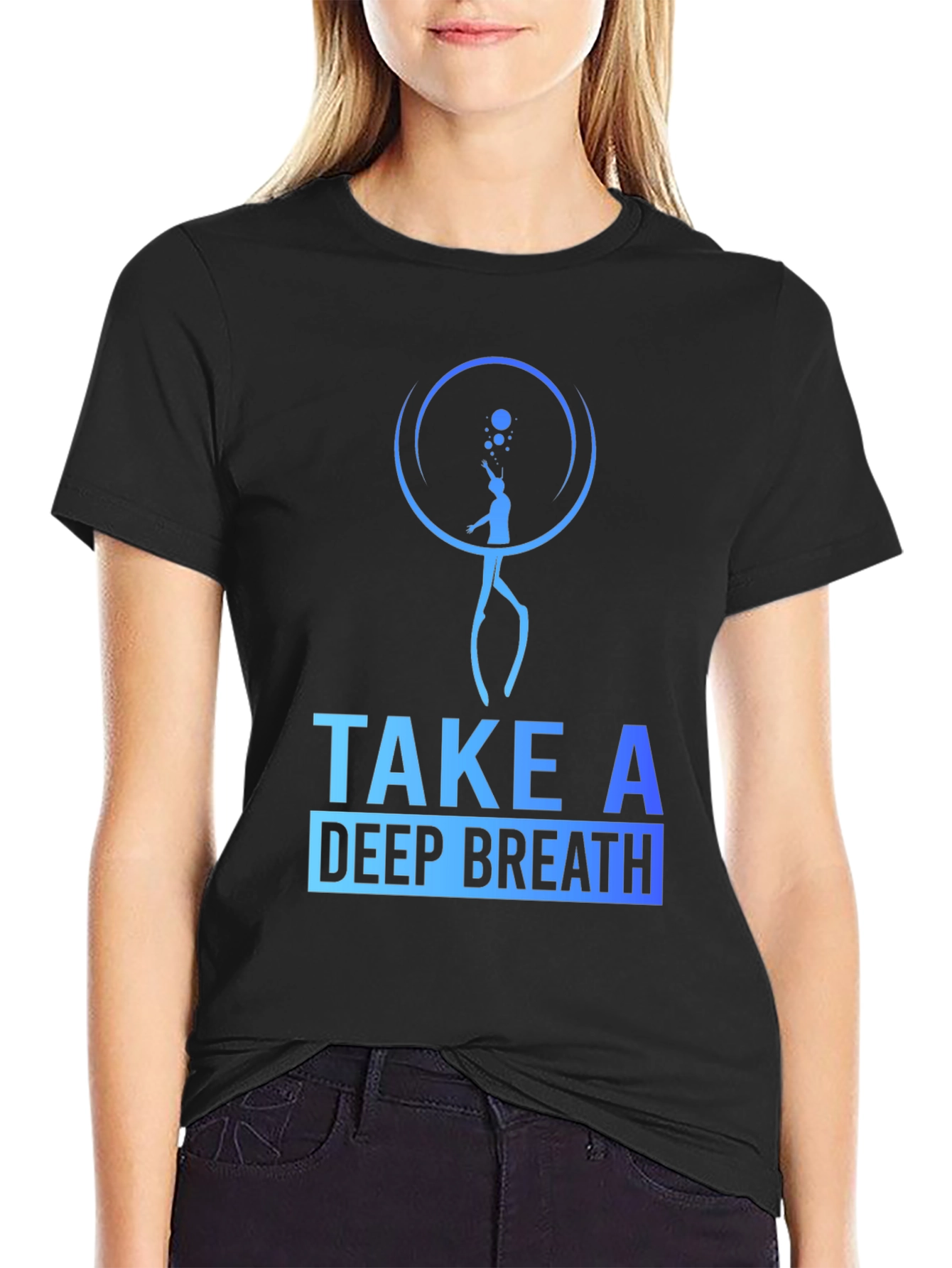 Take a Deep Breath Black Graphic Tee