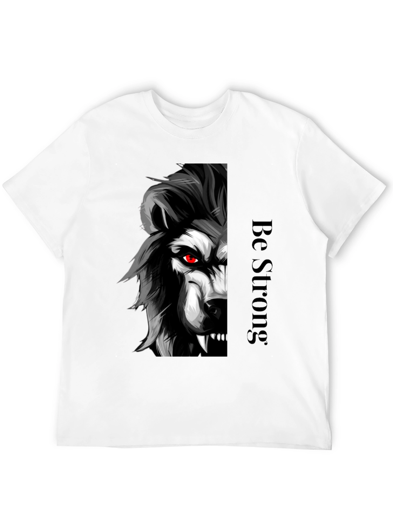 Be Strong Wolf Graphic Tee - Black