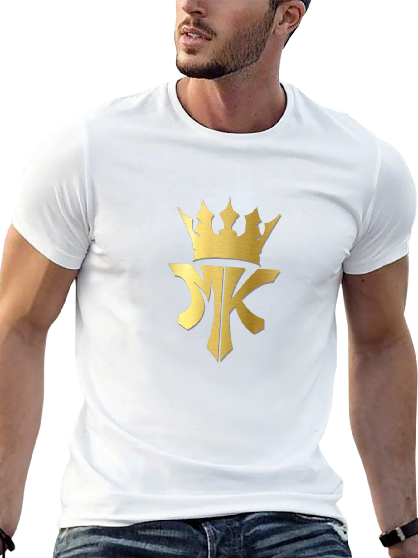 Black T-Shirt with Gold Crown MK Logo