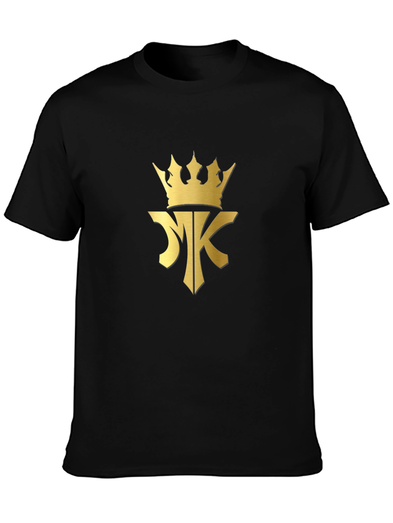 Black T-Shirt with Gold Crown MK Logo