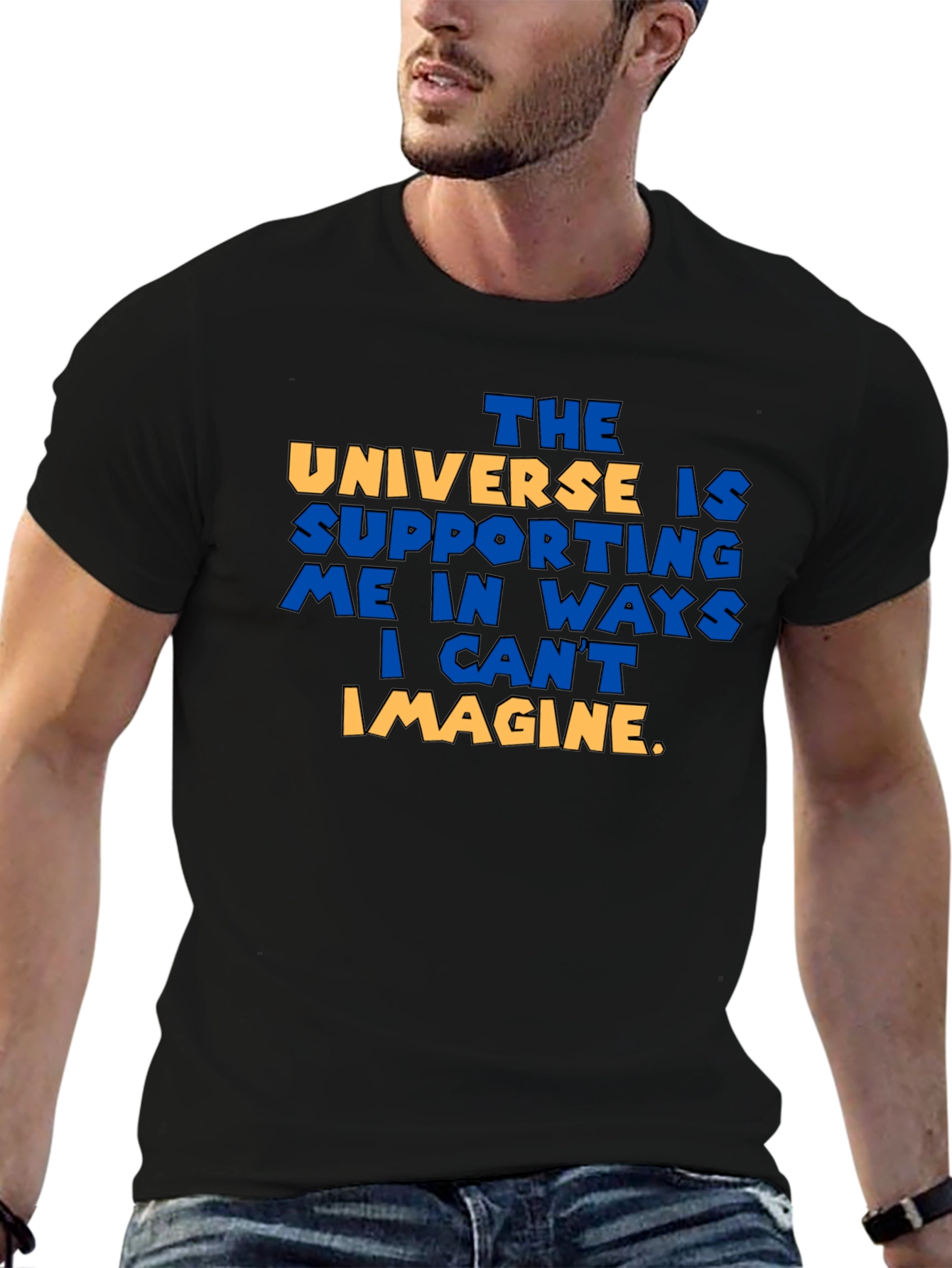 Universe Supporting Me Graphic T-Shirt - Black