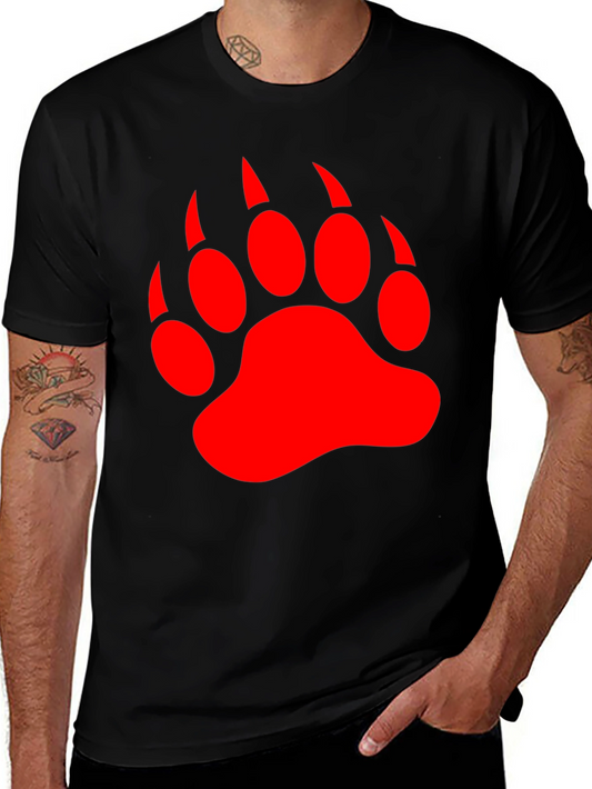 Black T-Shirt with Red Bear Paw Print
