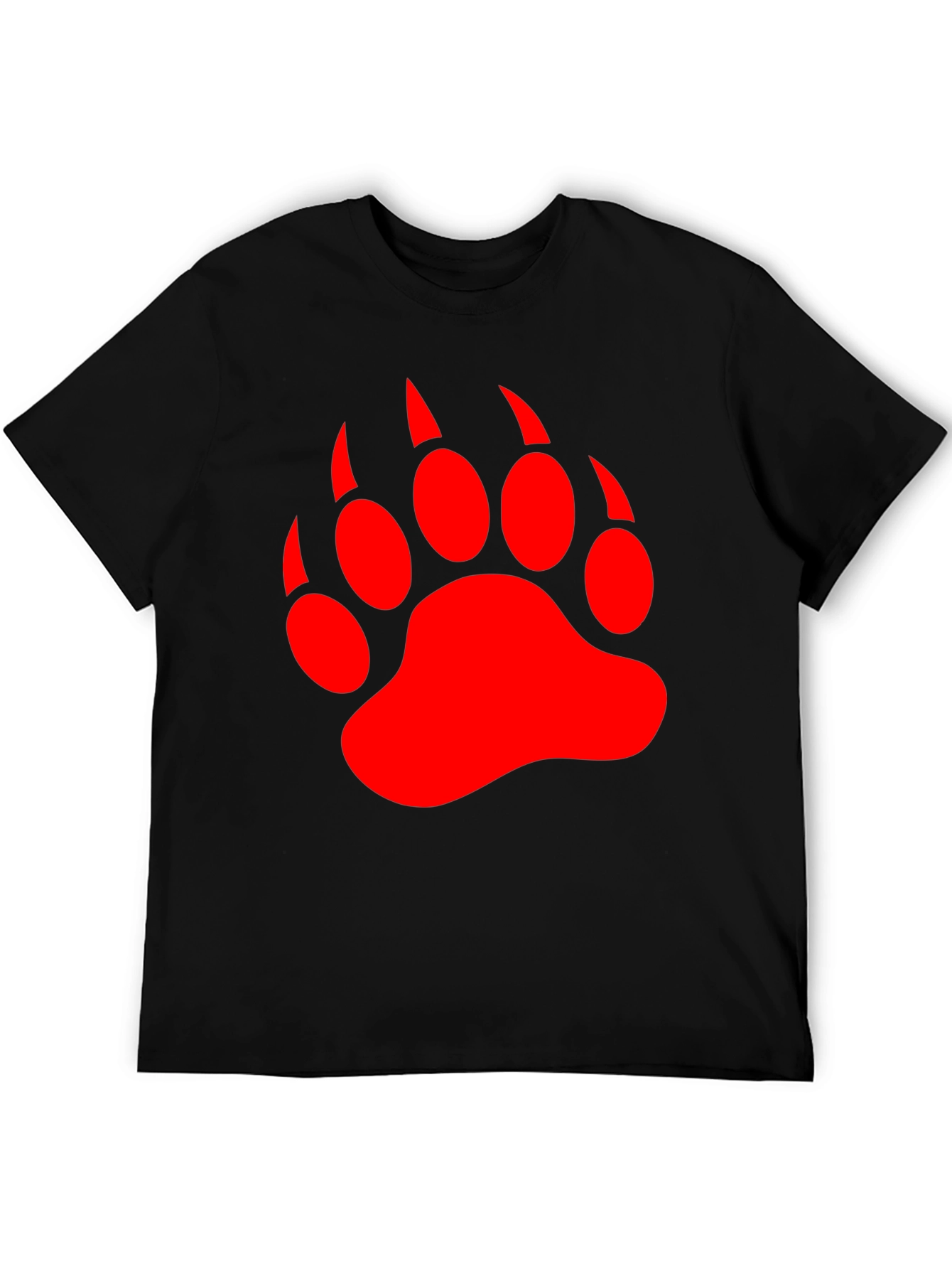 Black T-Shirt with Red Bear Paw Print