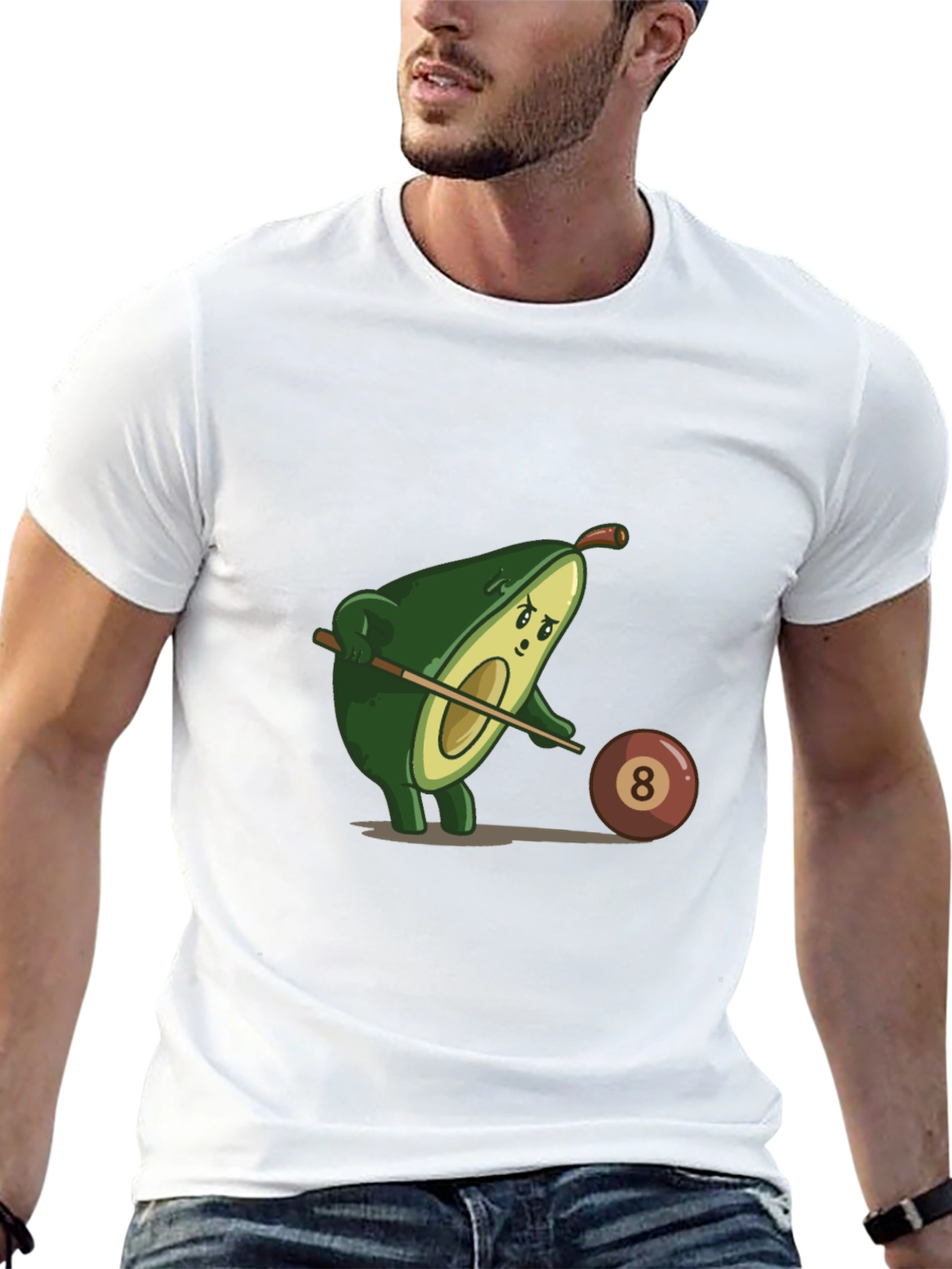 Avocado Pool Player Graphic Tee - Funny Billiards Shirt