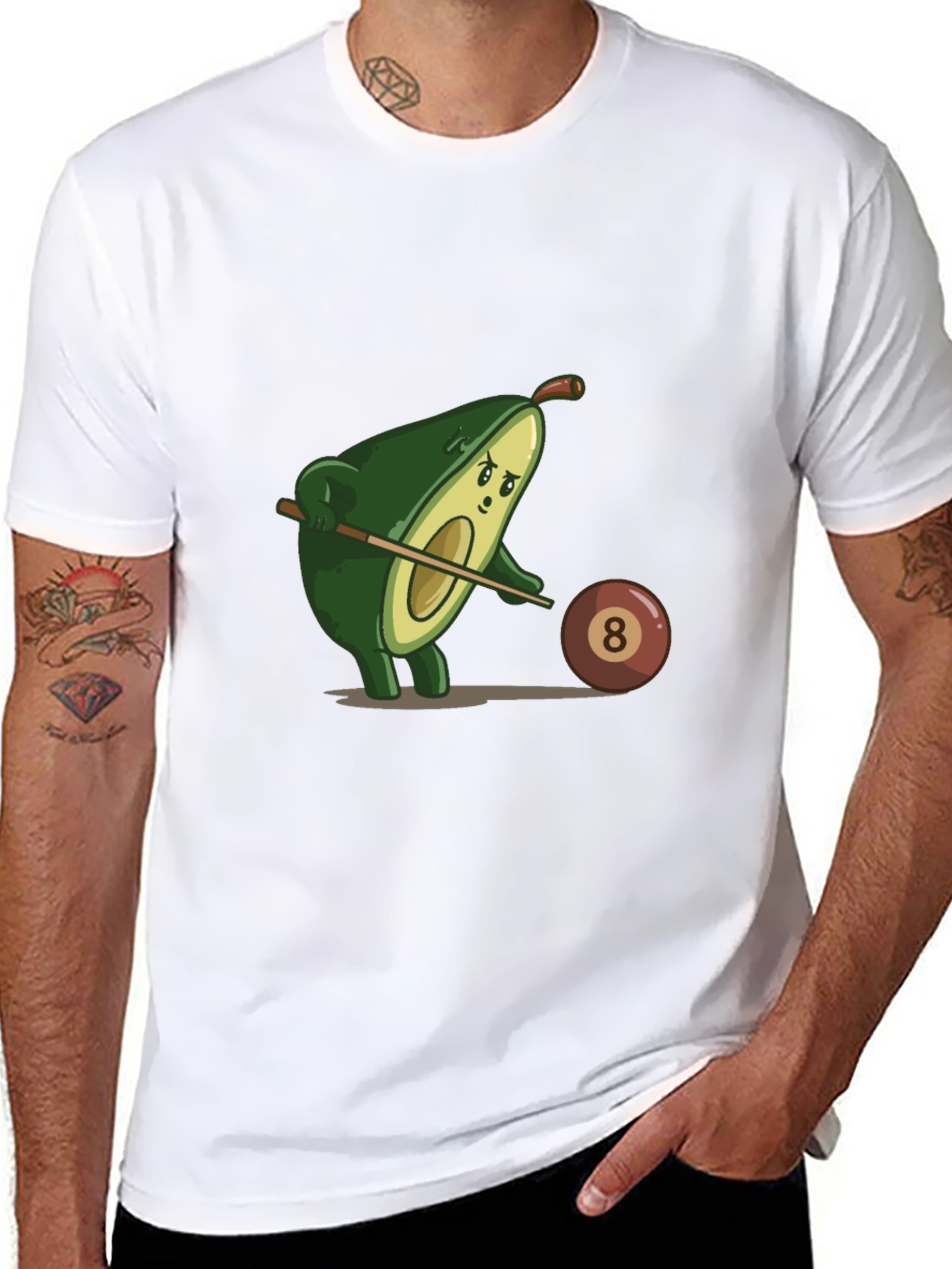Avocado Pool Player Graphic Tee - Funny Billiards Shirt