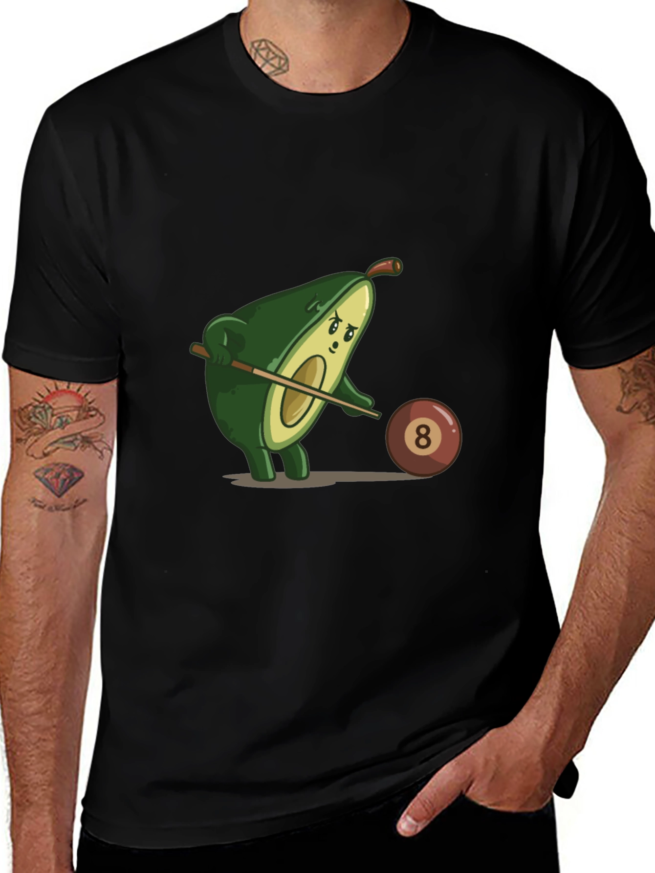 Avocado Pool Player Graphic Tee - Funny Billiards Shirt
