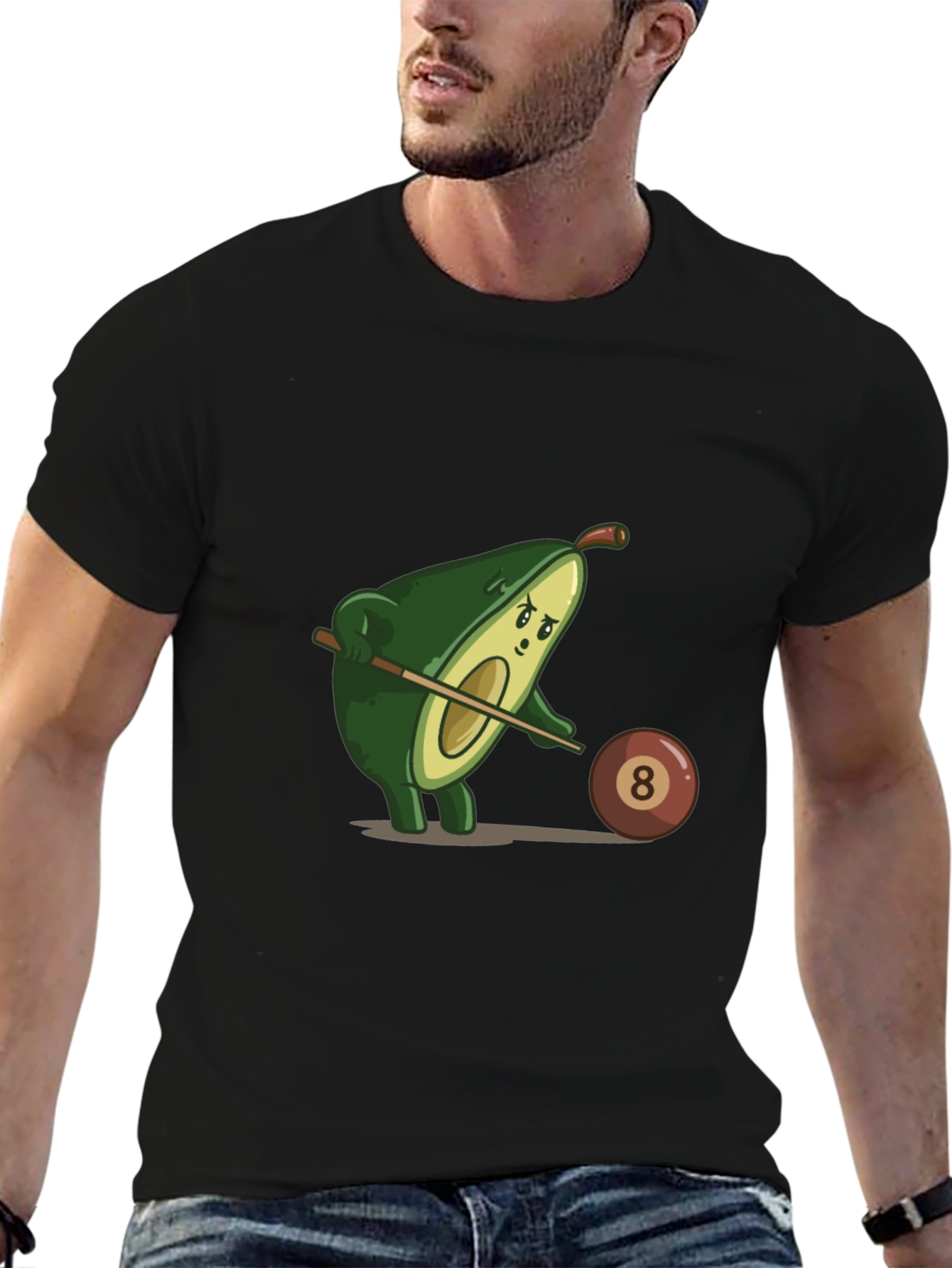 Avocado Pool Player Graphic Tee - Funny Billiards Shirt