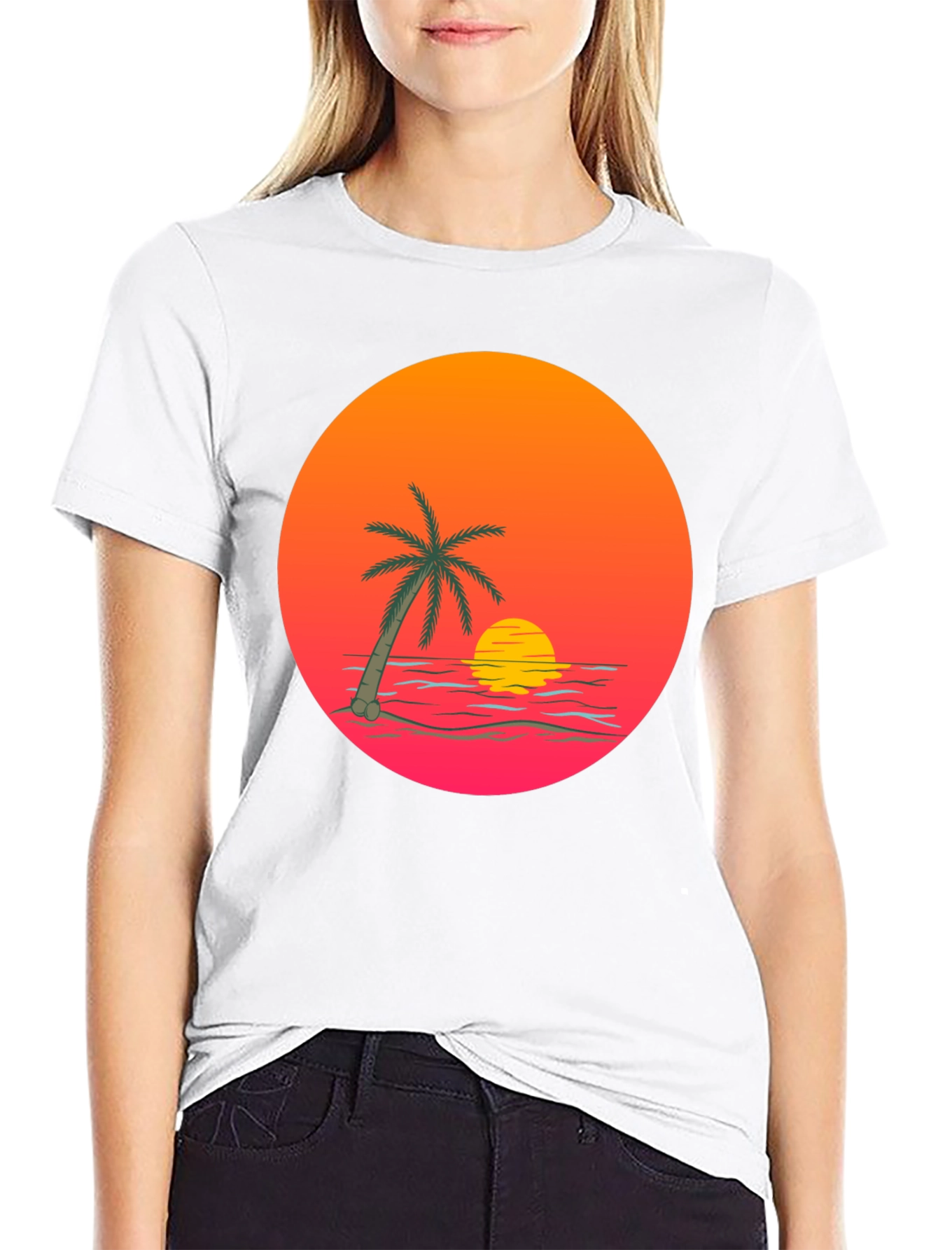 Sunset Palm Tree Graphic T-Shirt