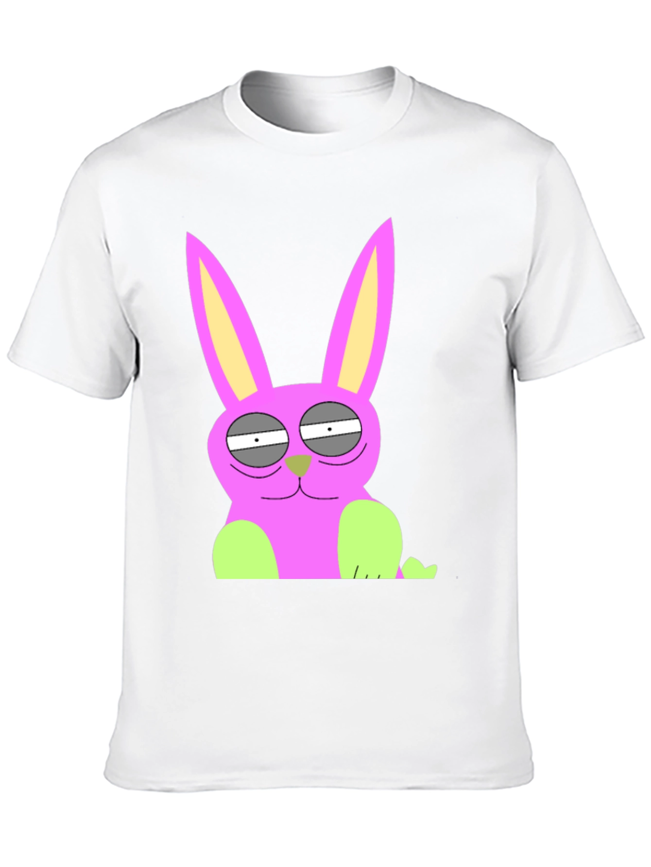 Funny Cartoon Rabbit Graphic Tee - Black Cotton T-Shirt