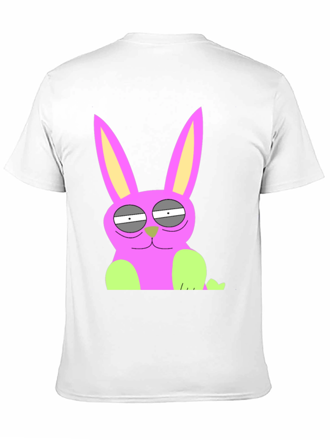 Funny Cartoon Rabbit Graphic Tee - Black Cotton T-Shirt