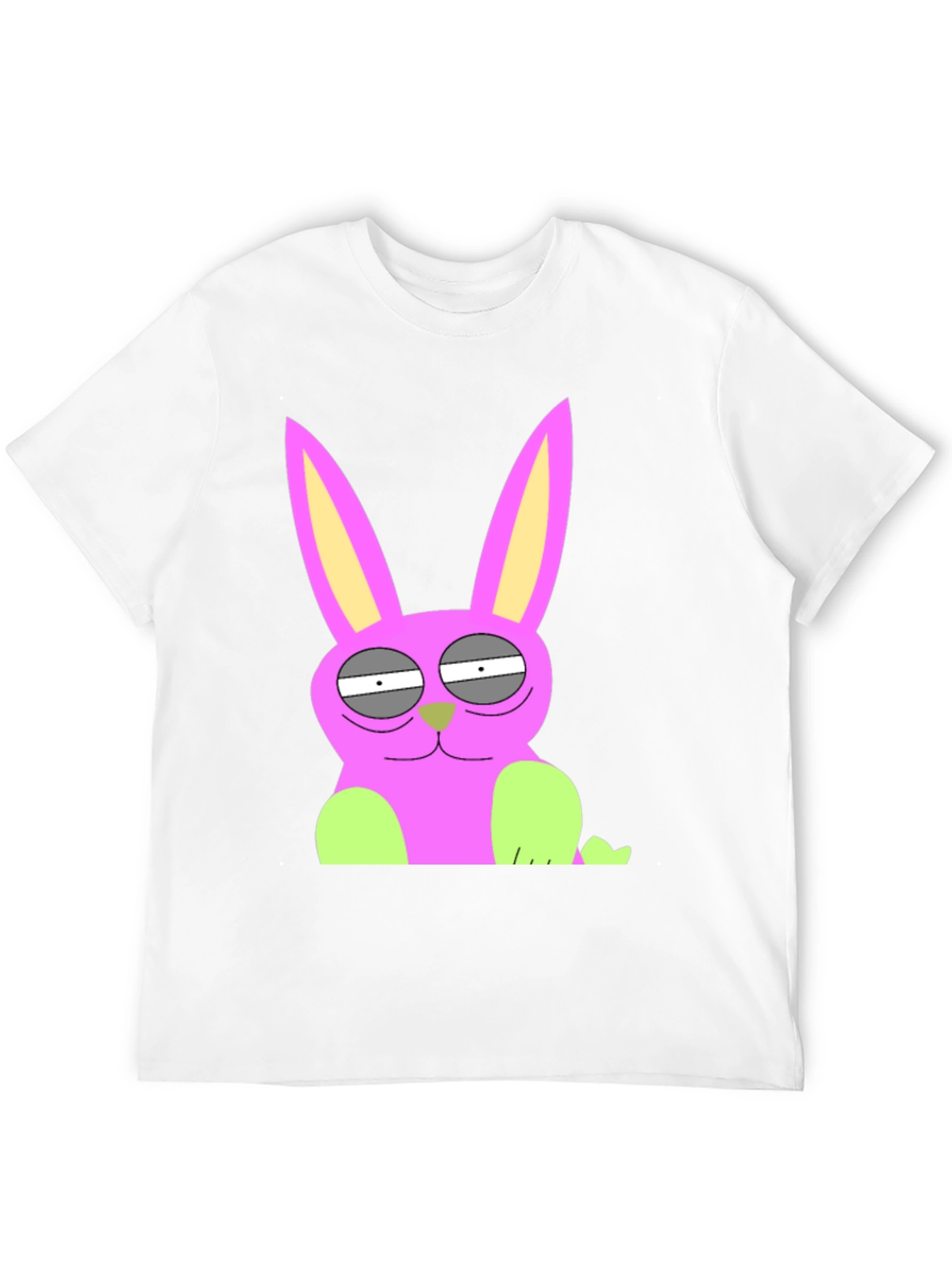Funny Cartoon Rabbit Graphic Tee - Black Cotton T-Shirt