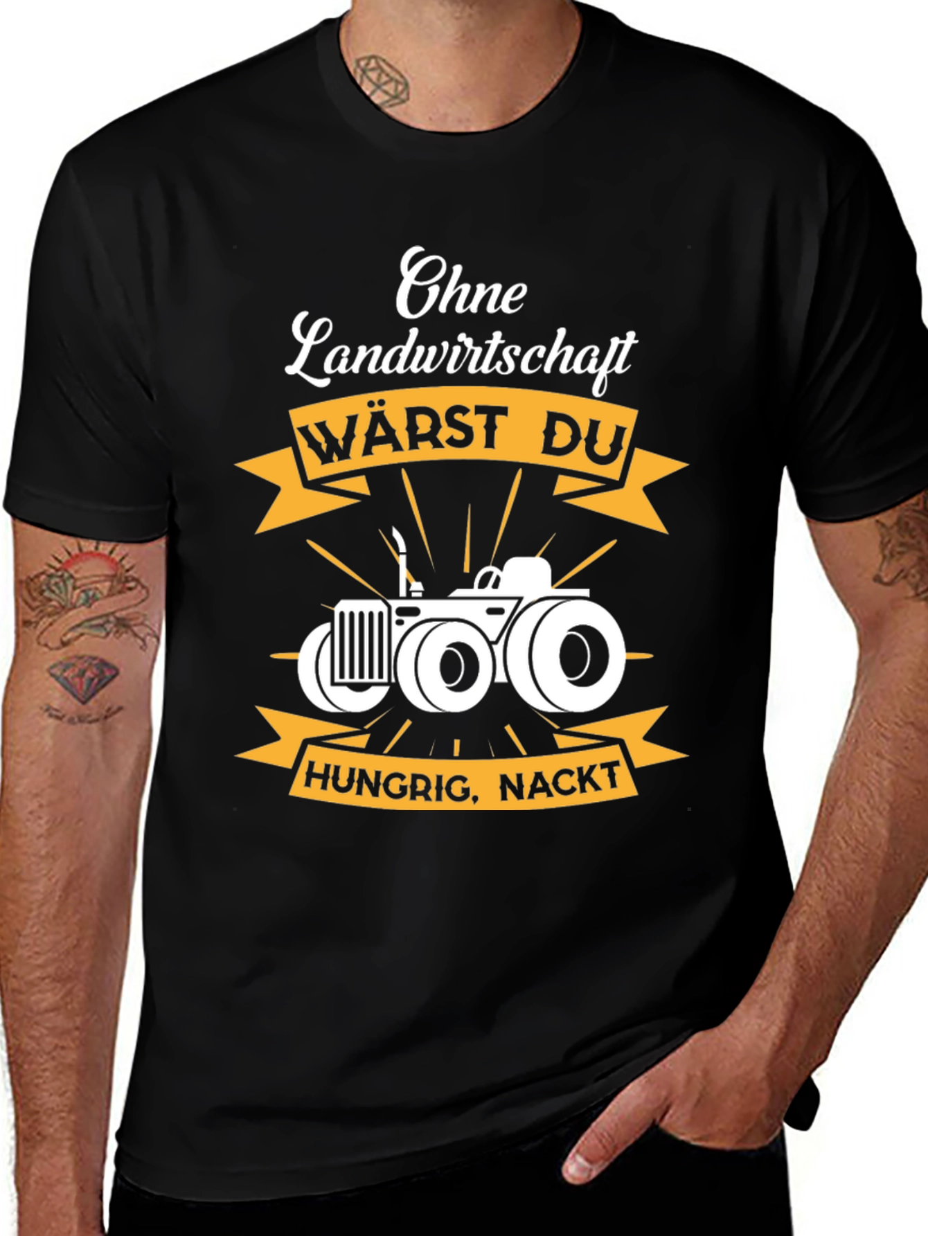 Farming T-Shirt: Without Agriculture Hungry Naked Funny Tee