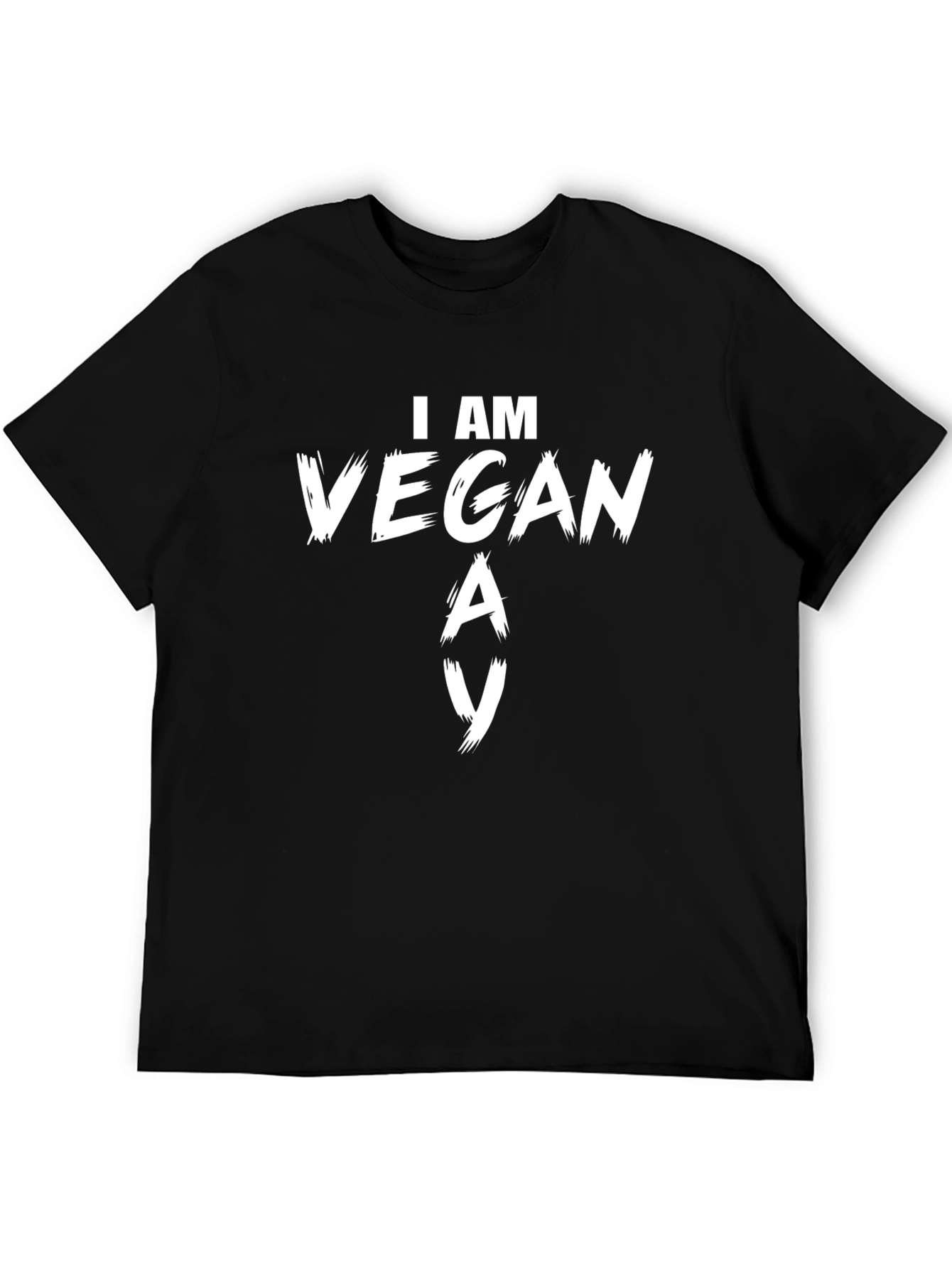 I Am Vegan T-Shirt Black Cotton