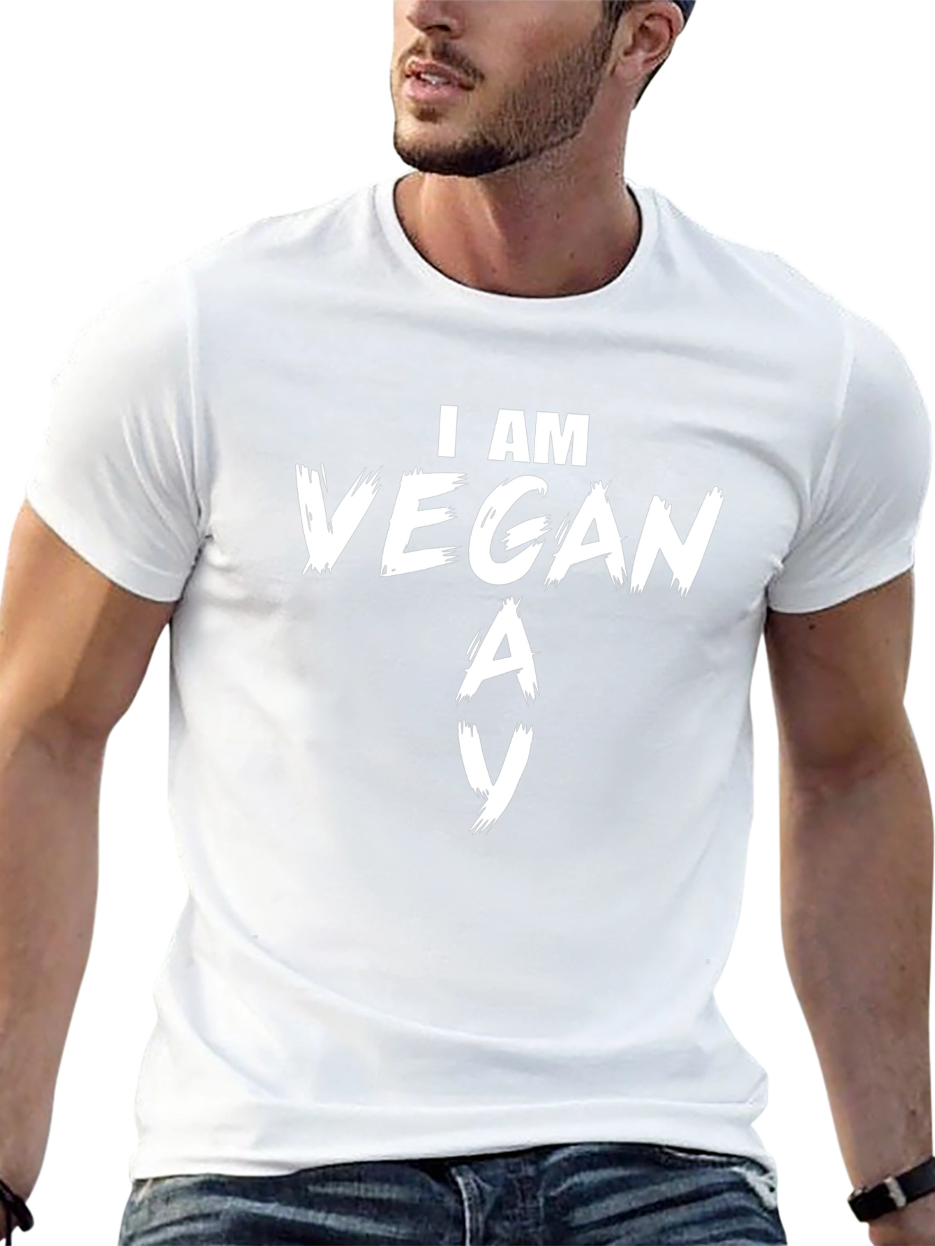 I Am Vegan T-Shirt Black Cotton