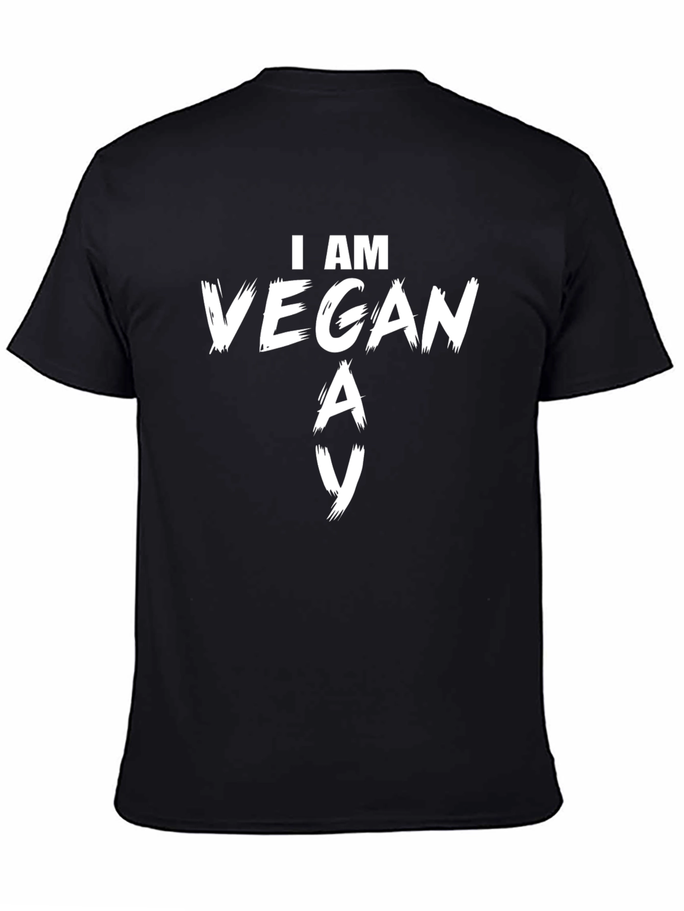 I Am Vegan T-Shirt Black Cotton