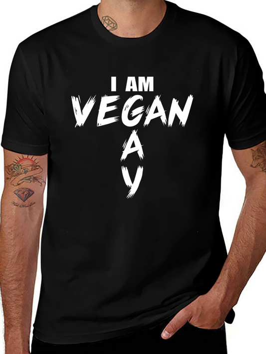 I Am Vegan T-Shirt Black Cotton
