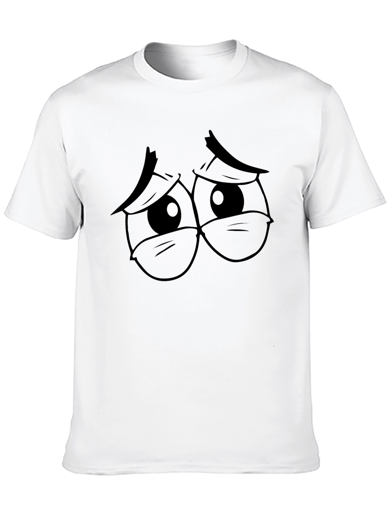 Sad Eyes Graphic Tee - Black Cotton T-Shirt