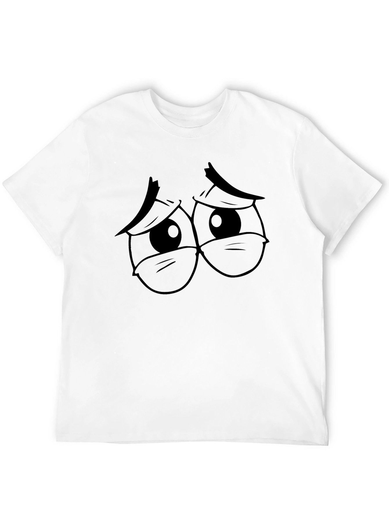 Sad Eyes Graphic Tee - Black Cotton T-Shirt