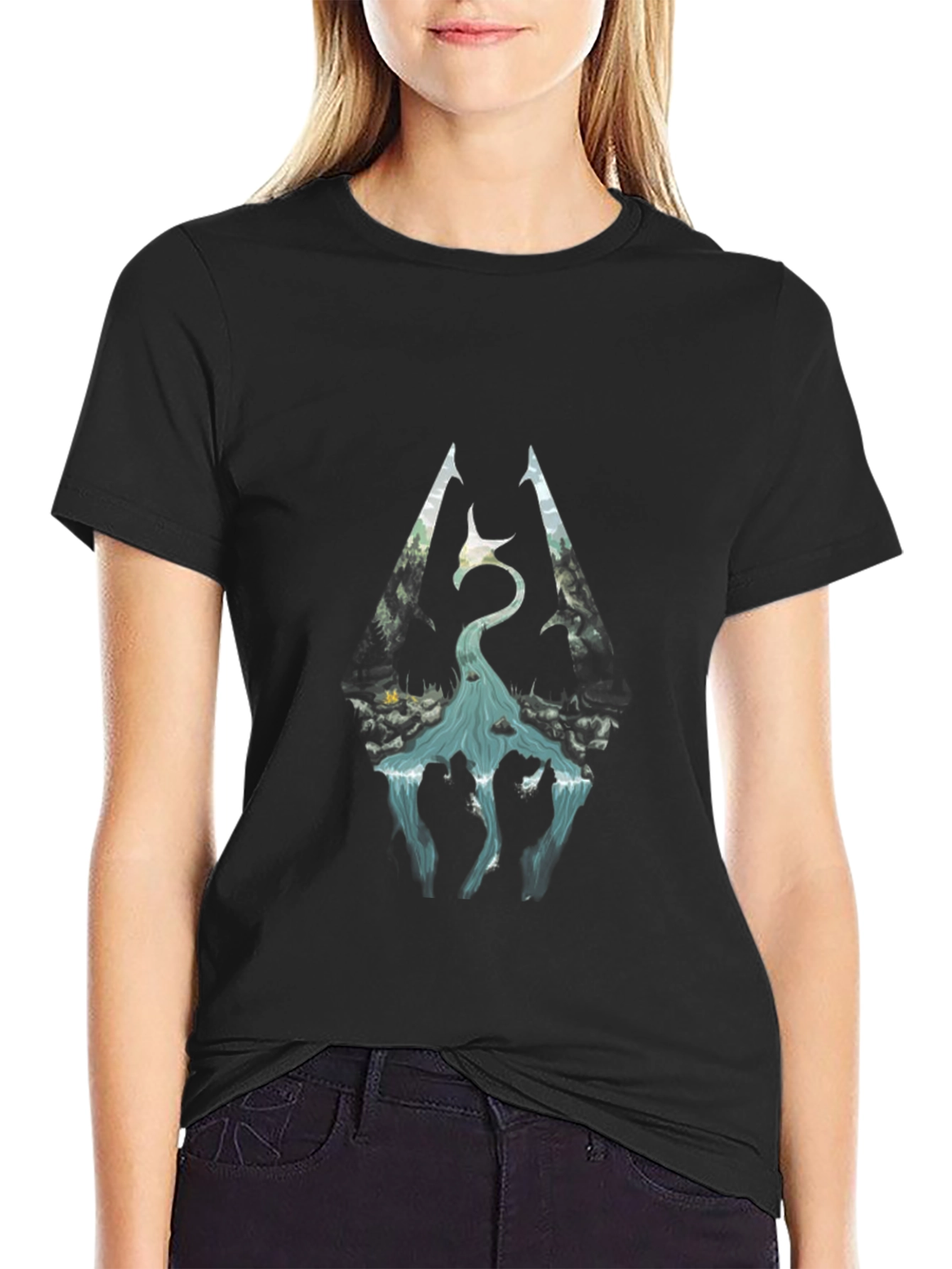 Skyrim Logo Graphic Black T-Shirt