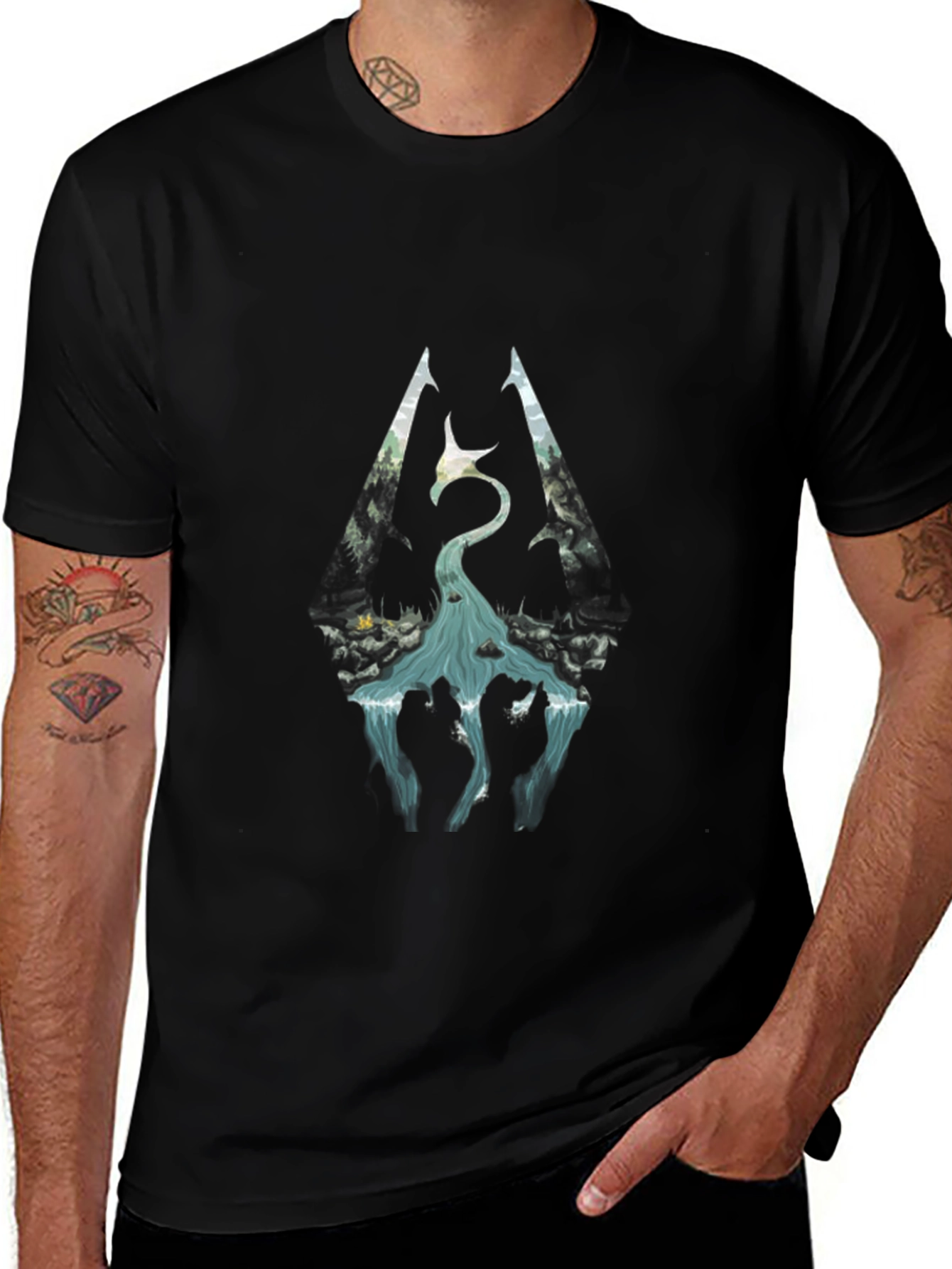 Skyrim Logo Graphic Black T-Shirt