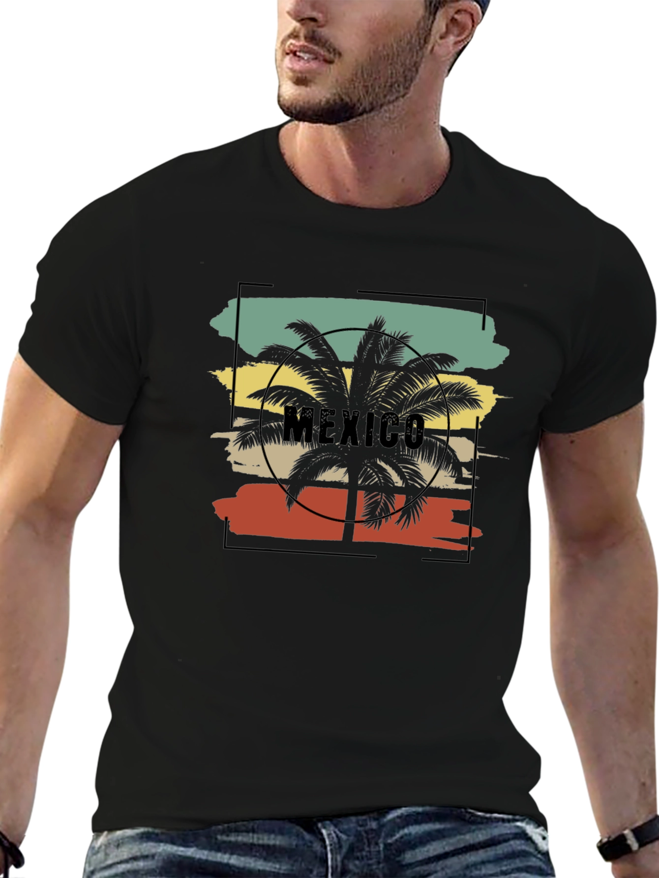Retro Mexico Palm Tree Graphic T-Shirt