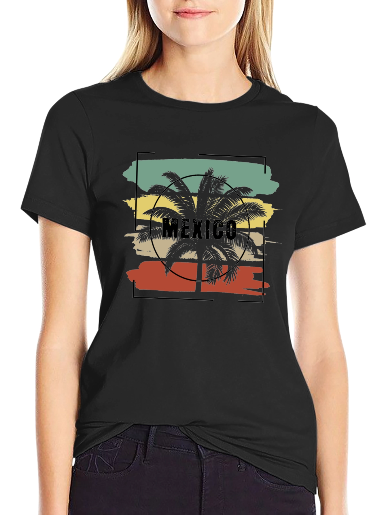 Retro Mexico Palm Tree Graphic T-Shirt