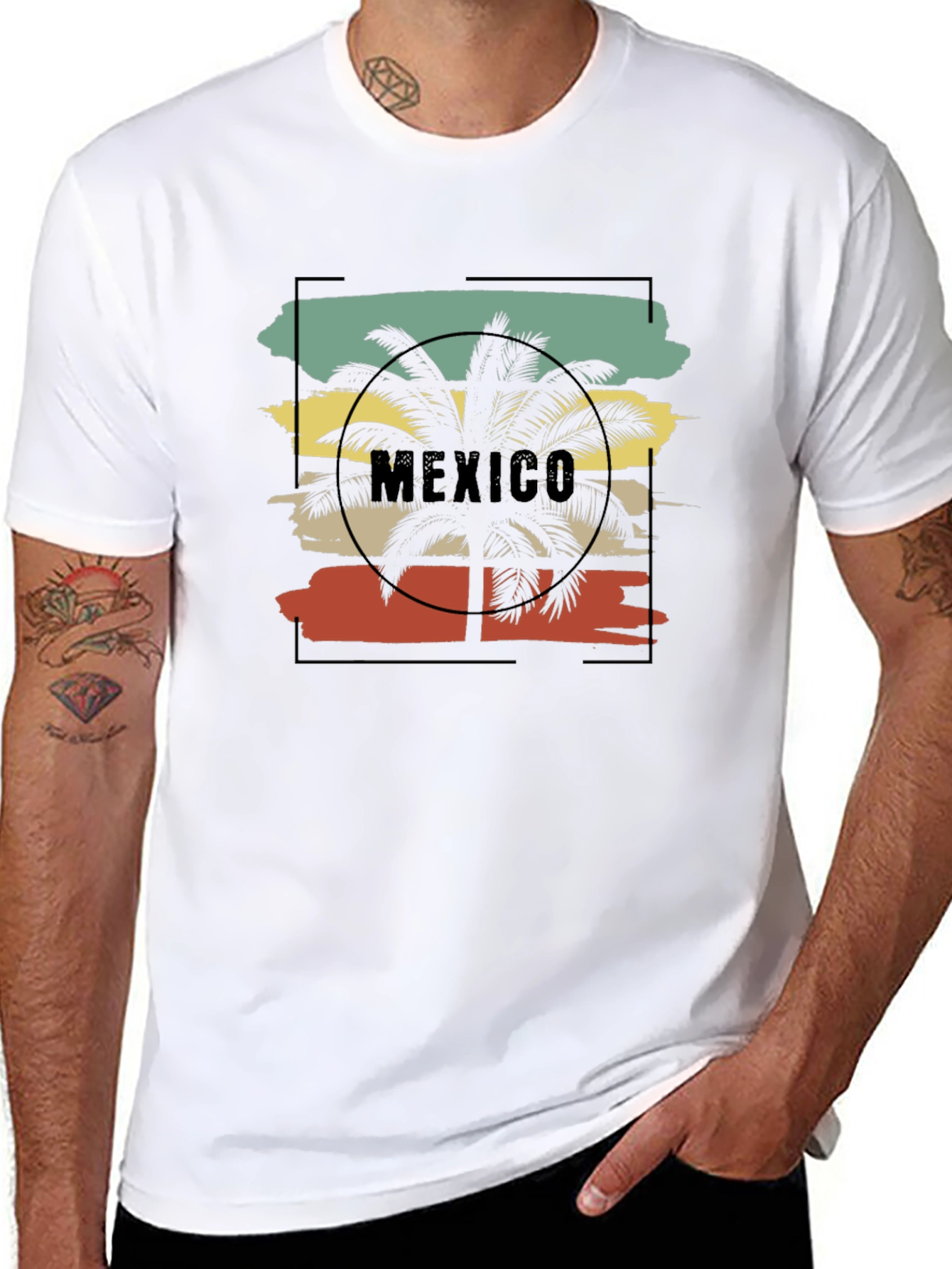 Retro Mexico Palm Tree Graphic T-Shirt