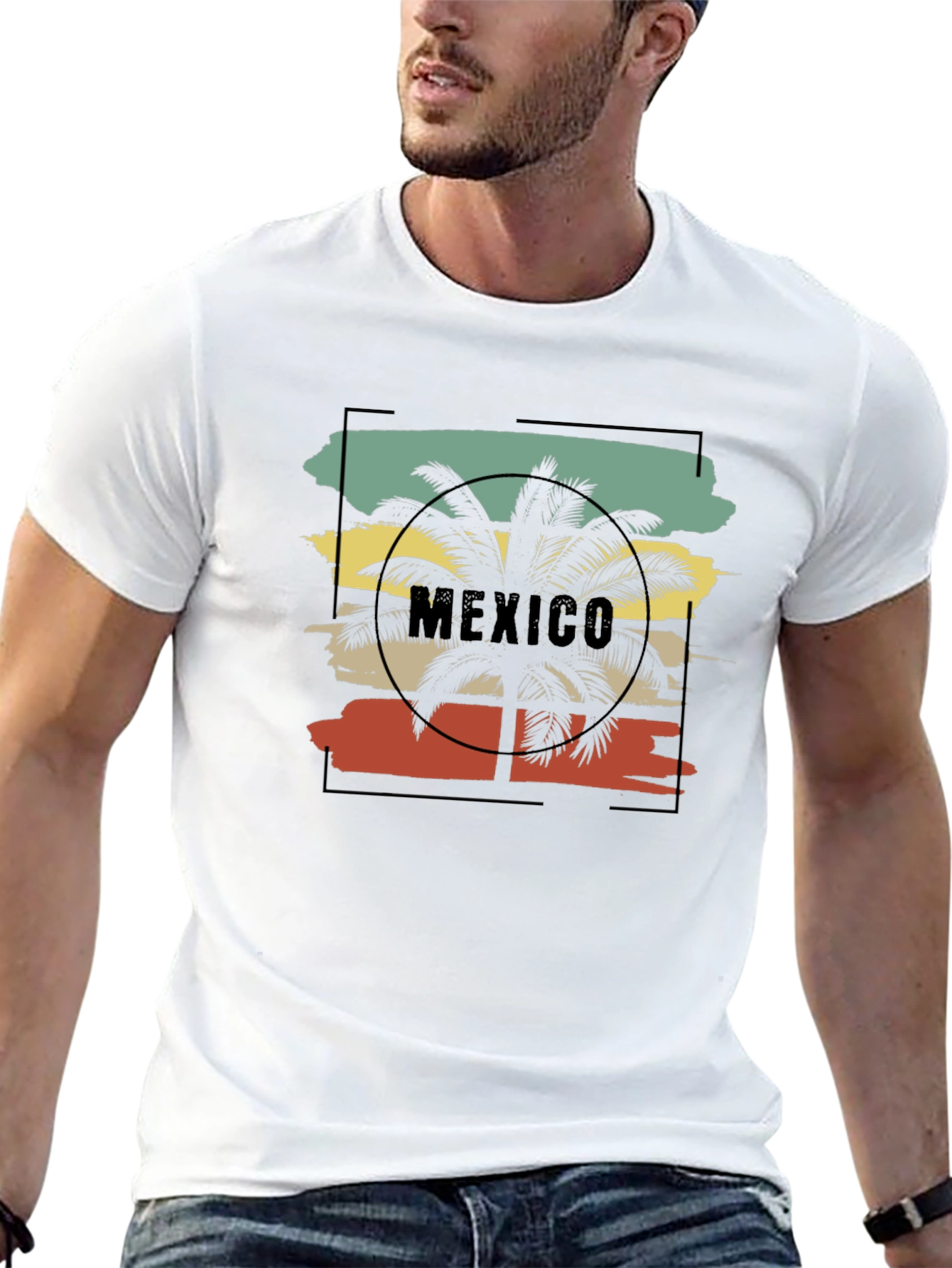Retro Mexico Palm Tree Graphic T-Shirt