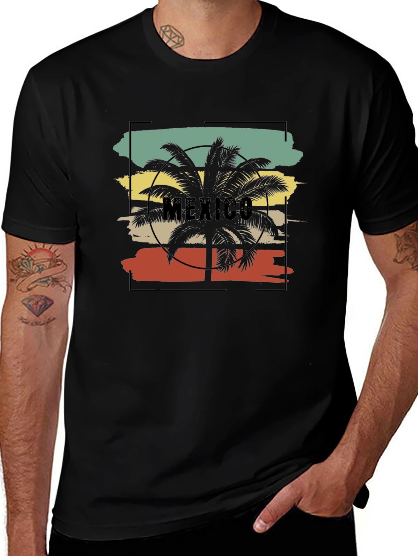 Retro Mexico Palm Tree Graphic T-Shirt