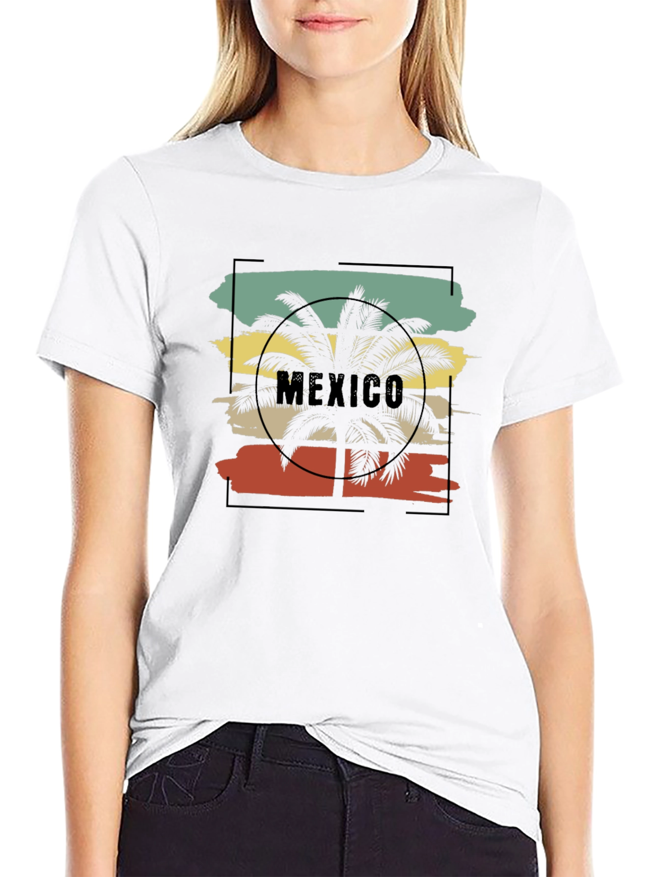 Retro Mexico Palm Tree Graphic T-Shirt