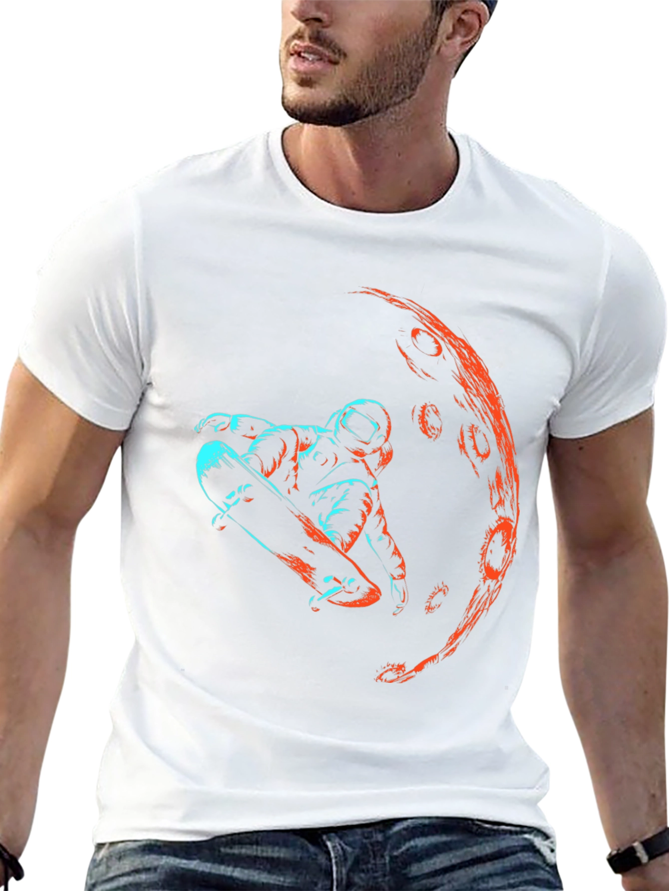 Astronaut Skateboarder Graphic T-Shirt