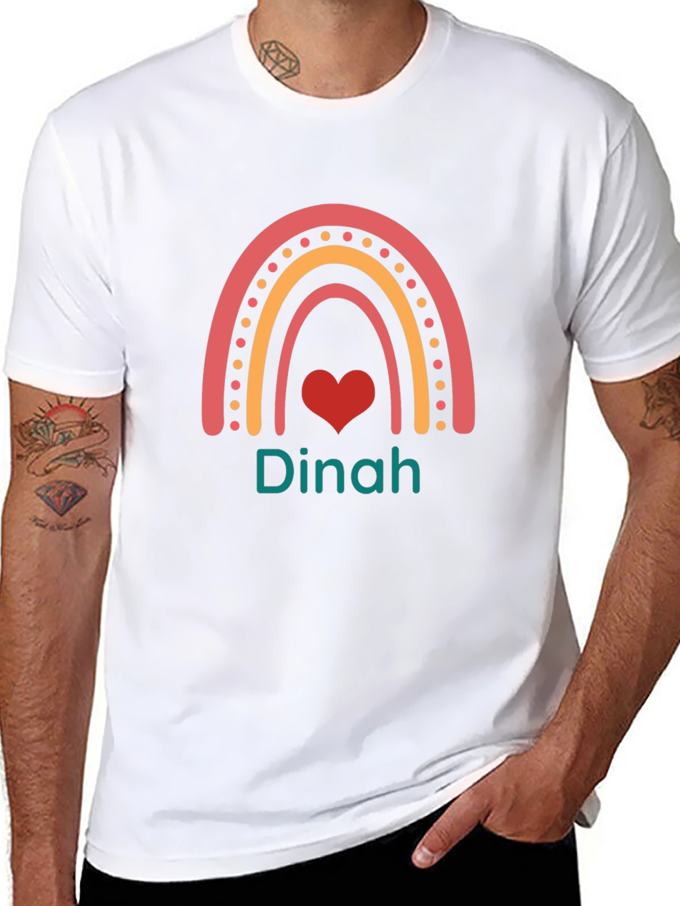 Dinah Rainbow Heart Custom T-Shirt