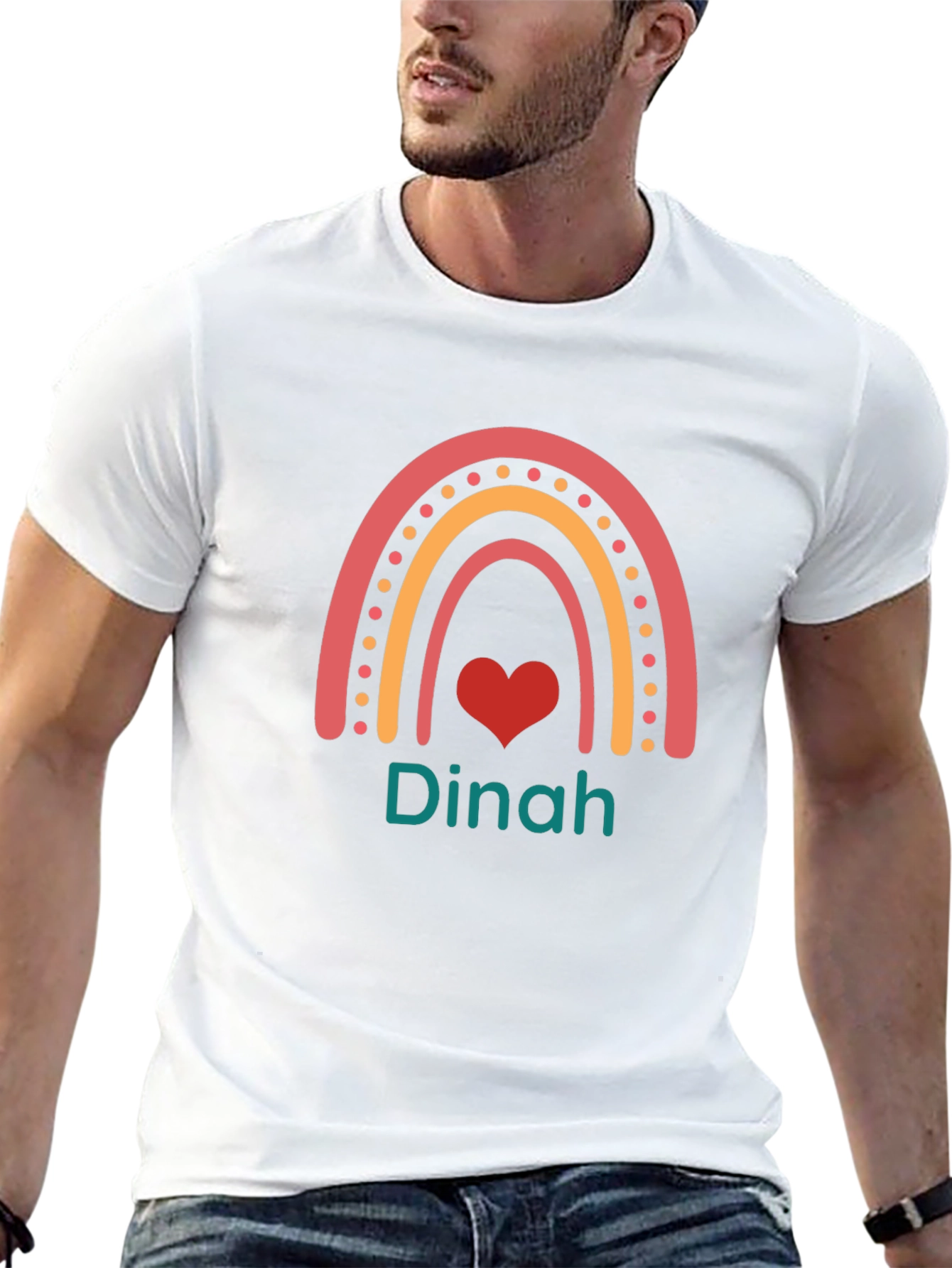 Dinah Rainbow Heart Custom T-Shirt