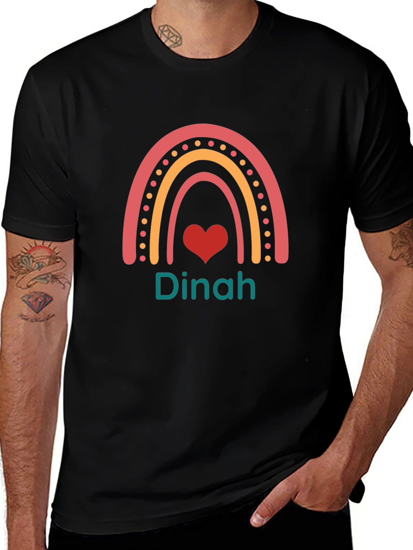 Dinah Rainbow Heart Custom T-Shirt