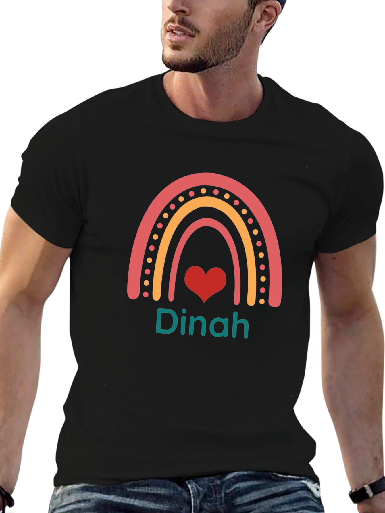 Dinah Rainbow Heart Custom T-Shirt