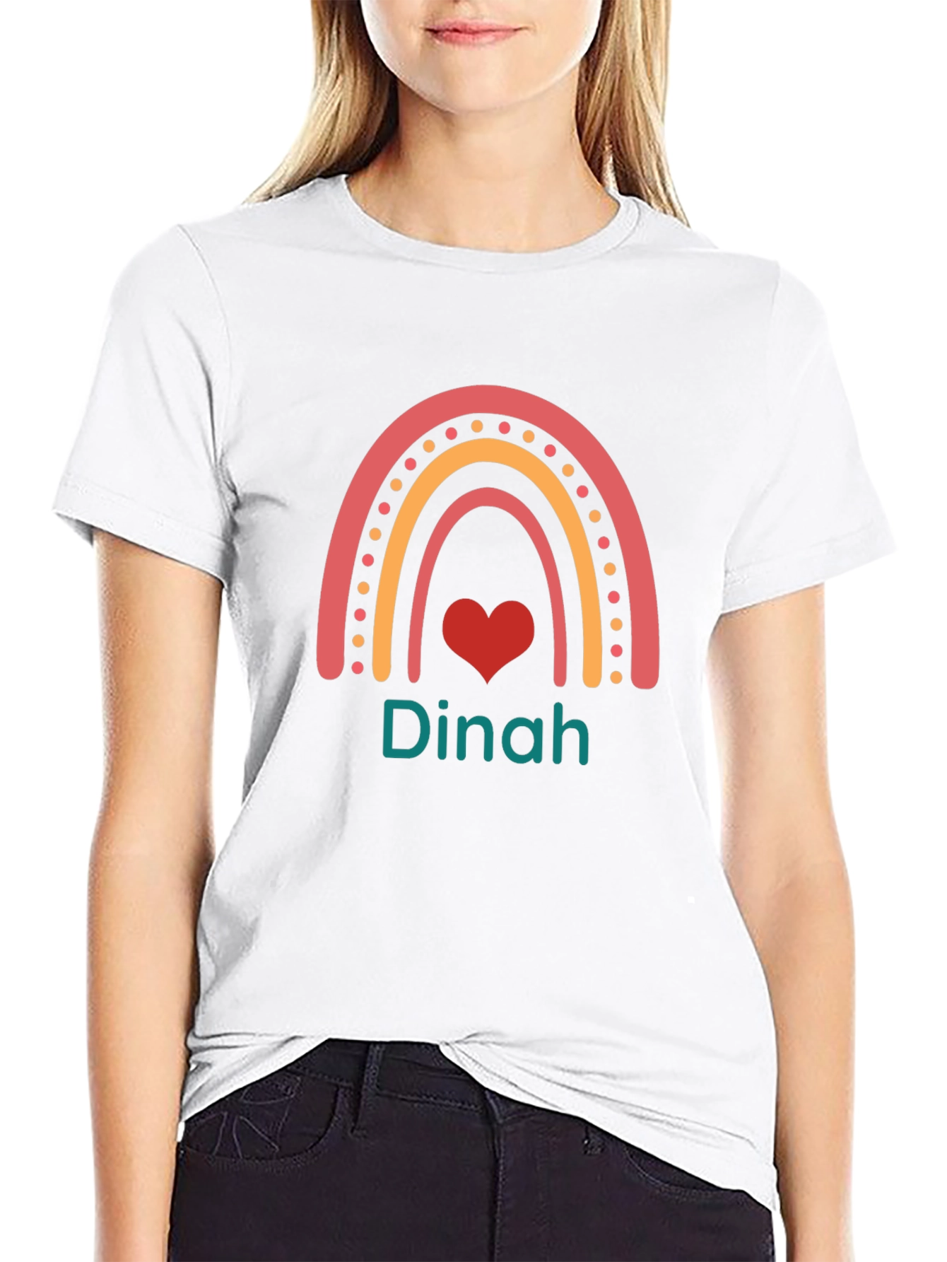 Dinah Rainbow Heart Custom T-Shirt