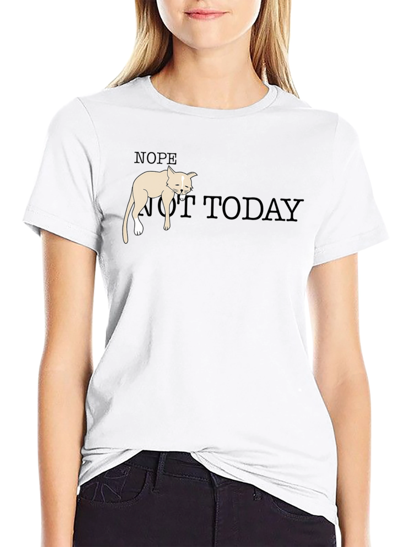 Nope Not Today Graphic Tee - Funny Cat T-Shirt