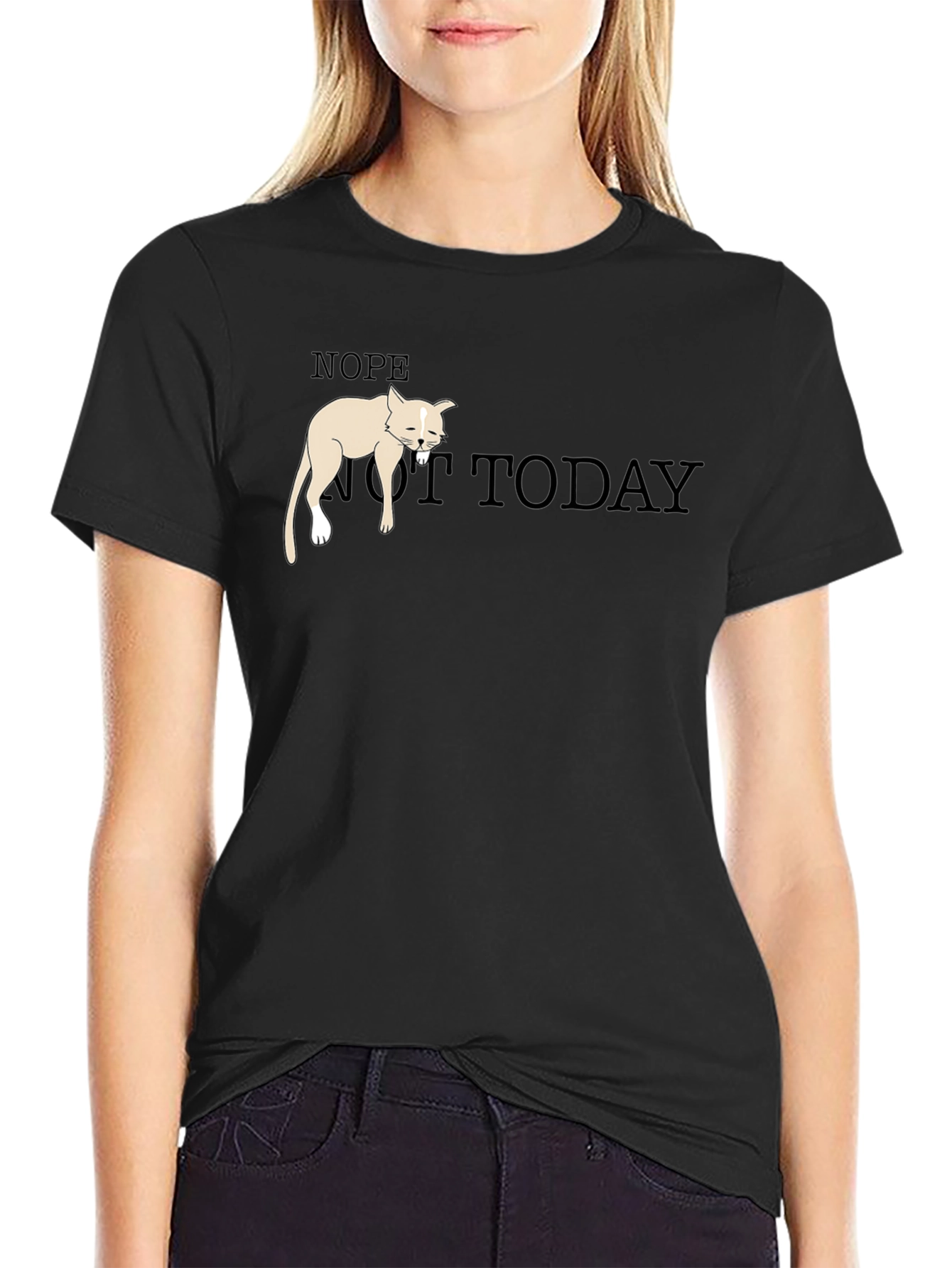 Nope Not Today Graphic Tee - Funny Cat T-Shirt