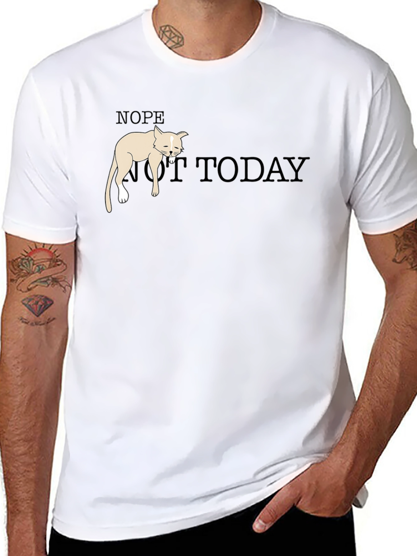 Nope Not Today Graphic Tee - Funny Cat T-Shirt