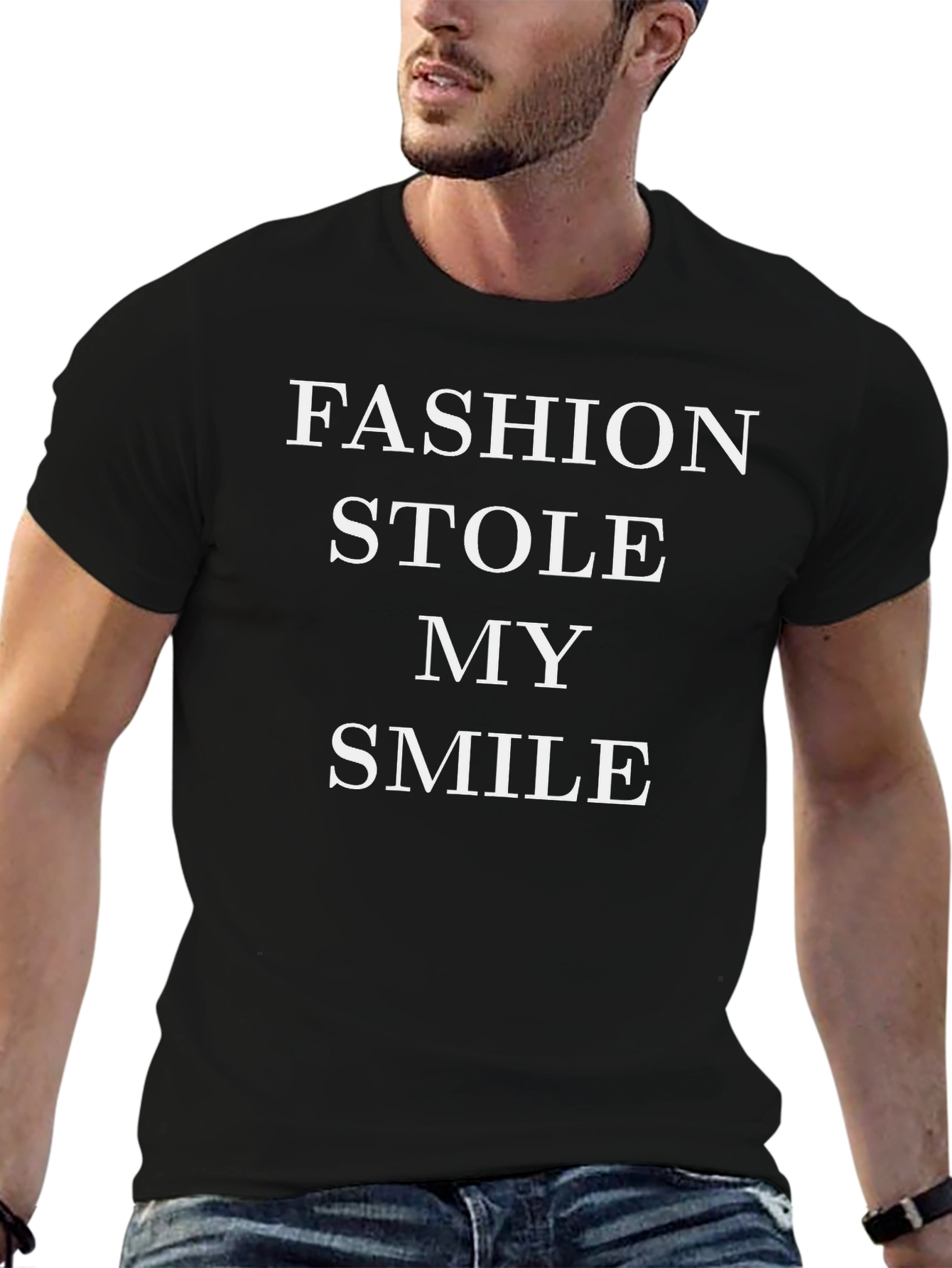 Fashion Stole My Smile Black Graphic Tee