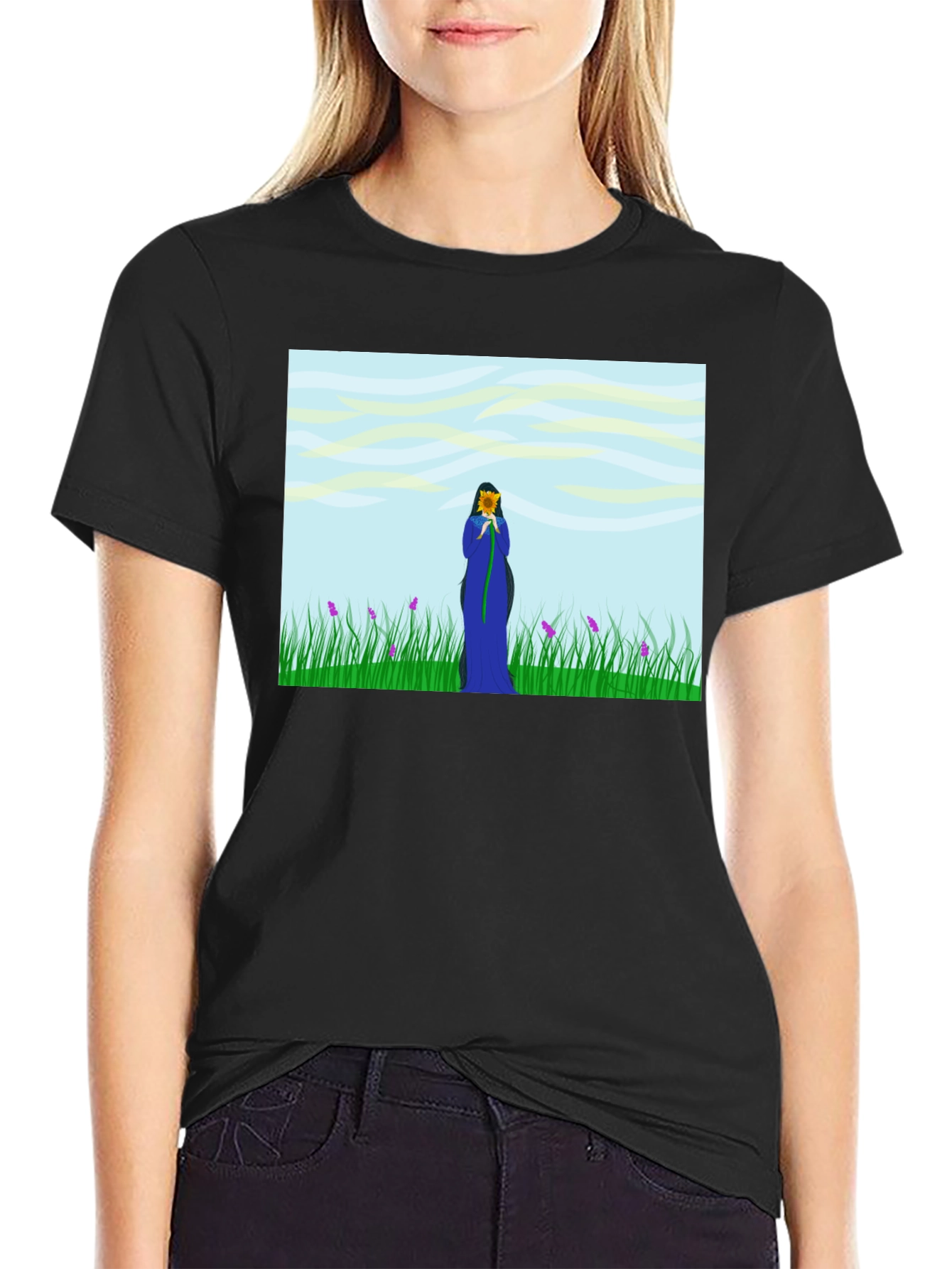 Nature Lovers T-Shirt: Sunflower Field Design
